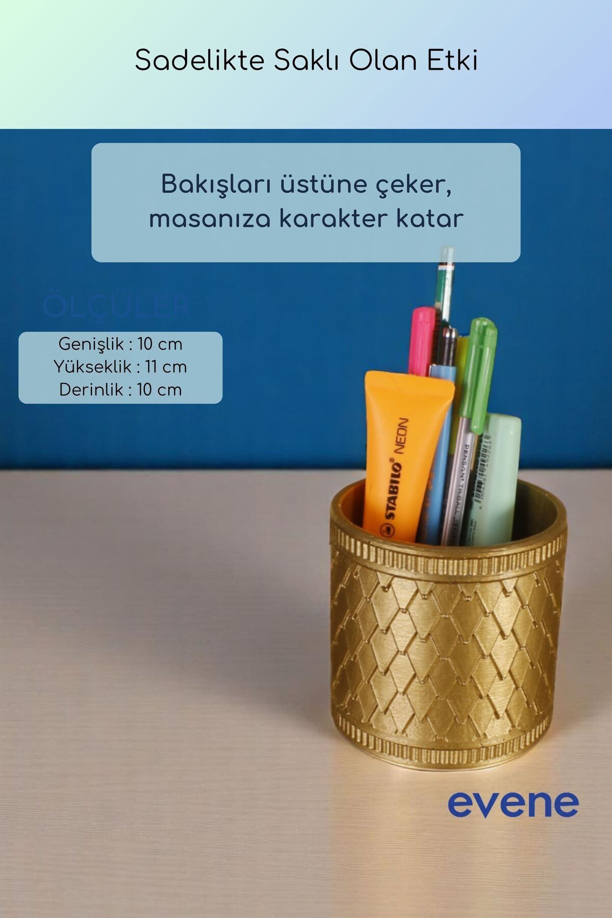 Kalemlik Masa Kalemliği Organizer Kalemlik Altın Renk Model 87