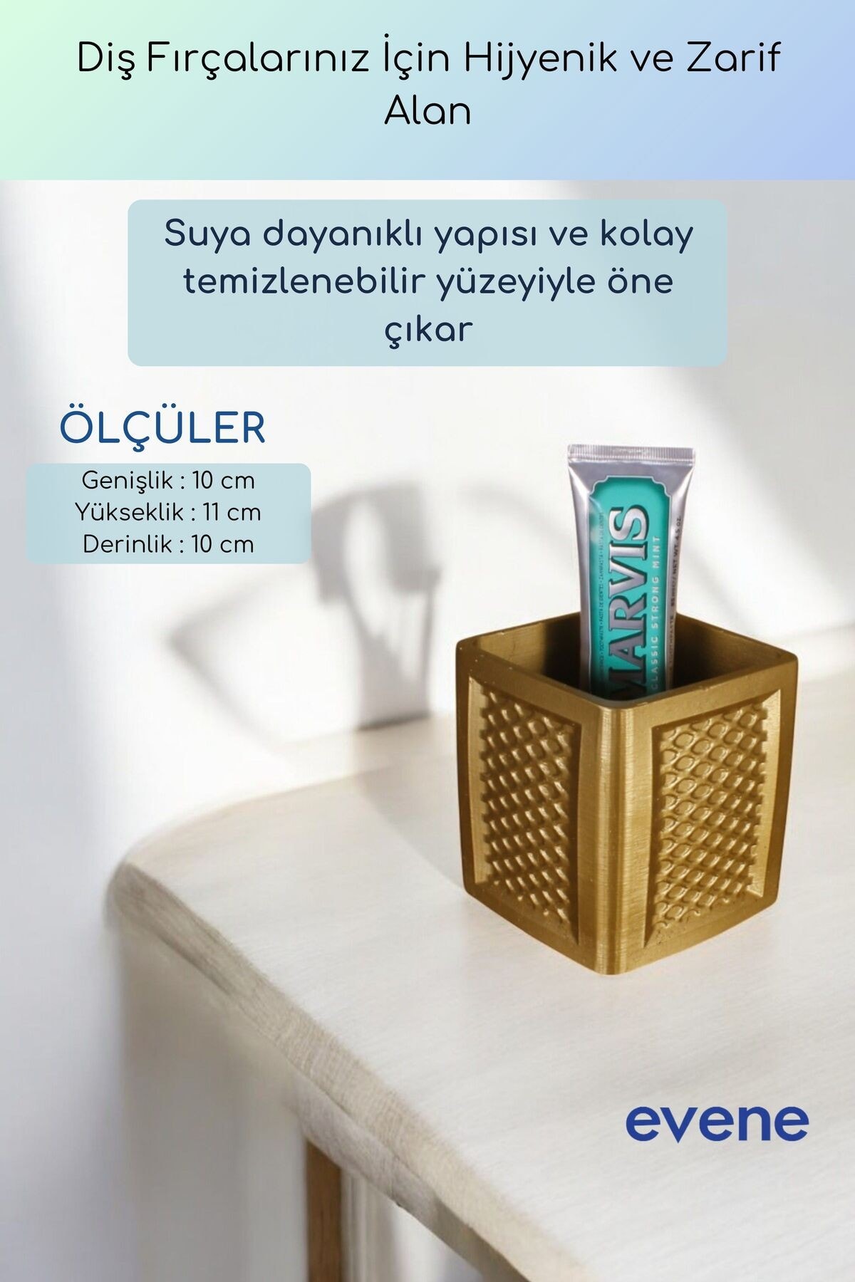 Diş Fırçalığı Diş Fırçalık Diş Fırçası Standı Diş Fırçası Tutucu Altın Renk Model 86