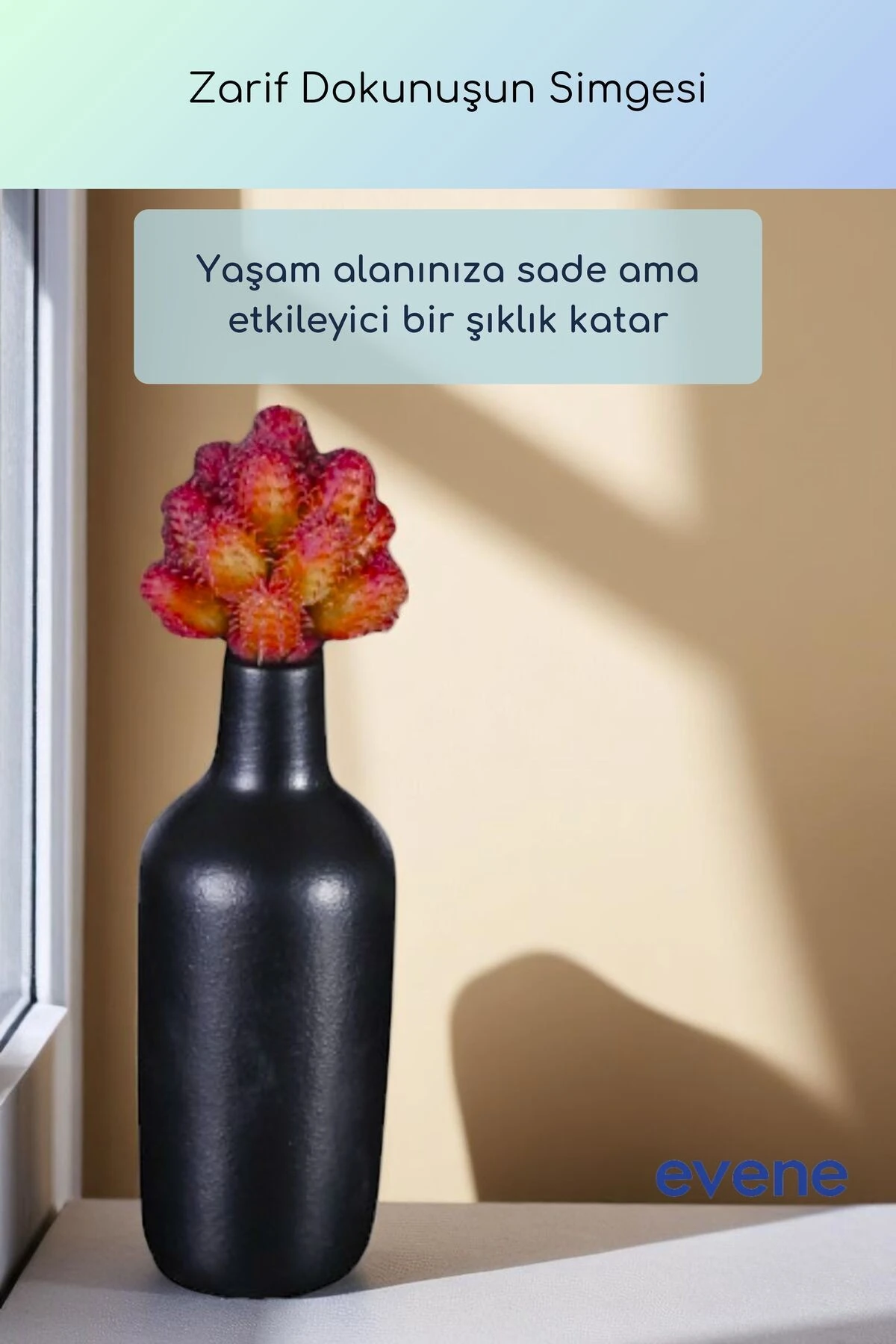 Vazo Küçük Vazo Masa Üstü Vazo Ev Dekorasyon Vazo Siyah Renk Model 71