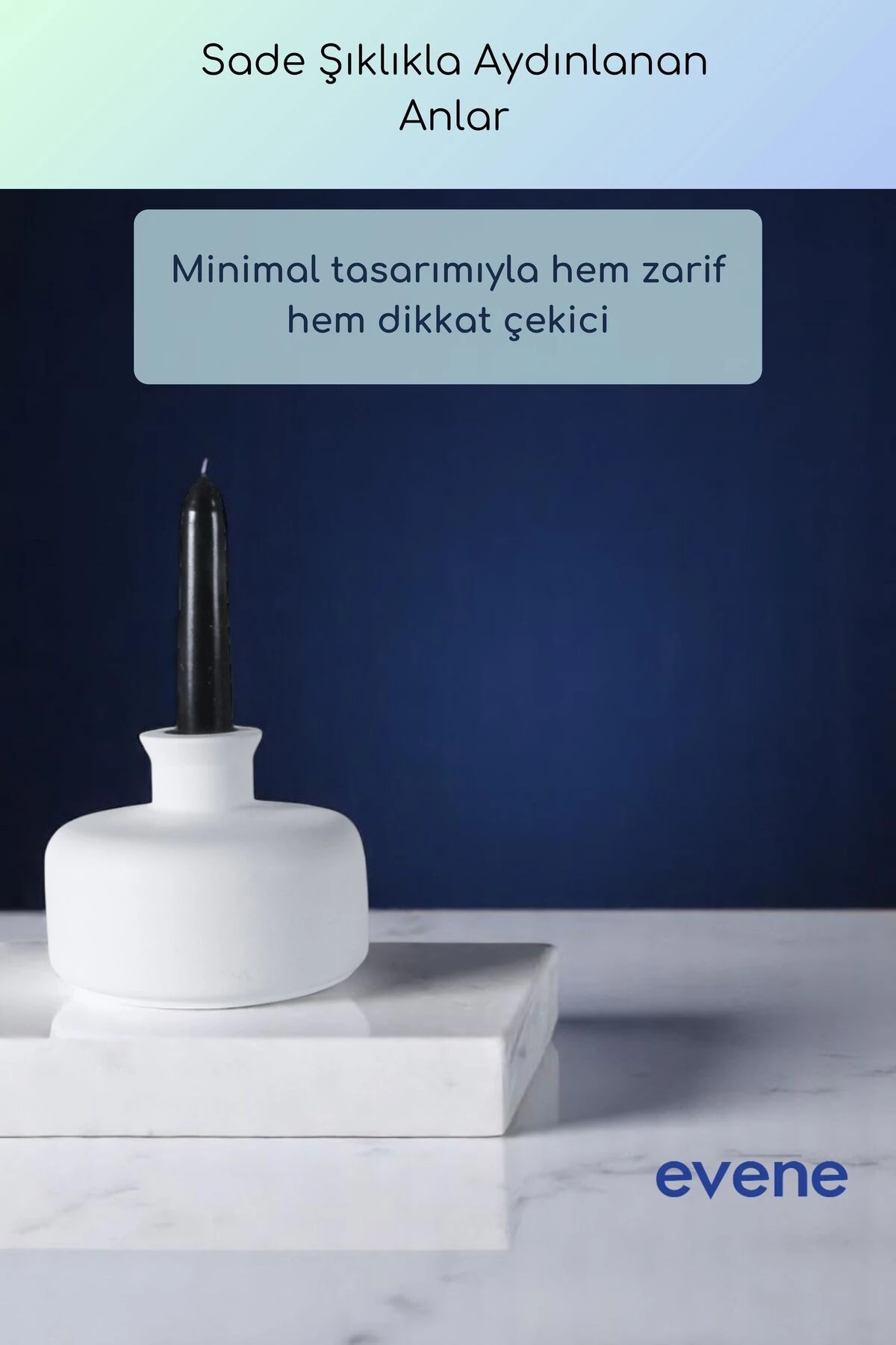 Mumluk Şamdan Ince Mum Uyumlu Beyaz Renk Model 63