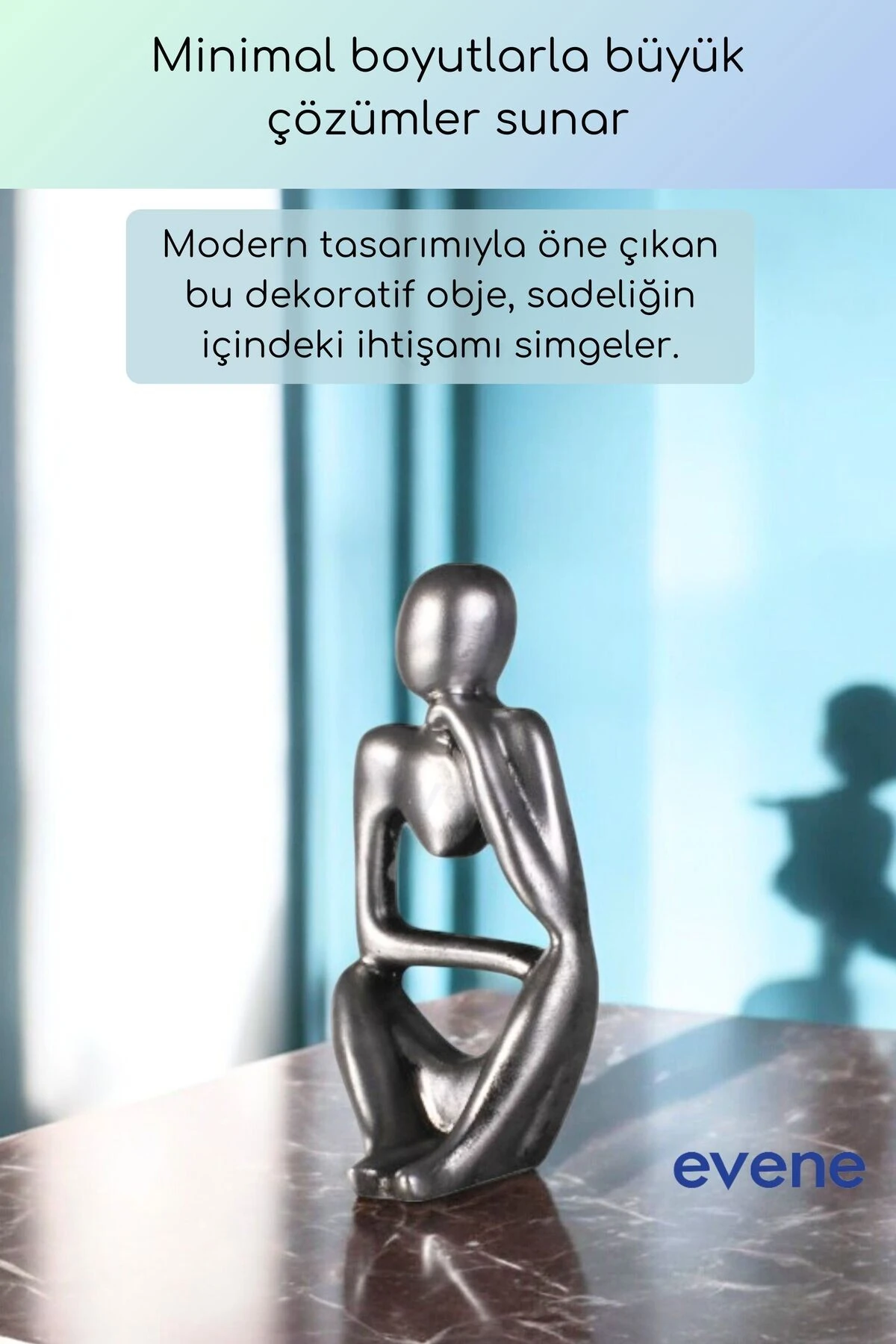 Dekoratif Obje Biblo Ev Dekorasyon Heykel Salon Masa Üstü Süs Eşyası Gümüş Eskitme Model 53