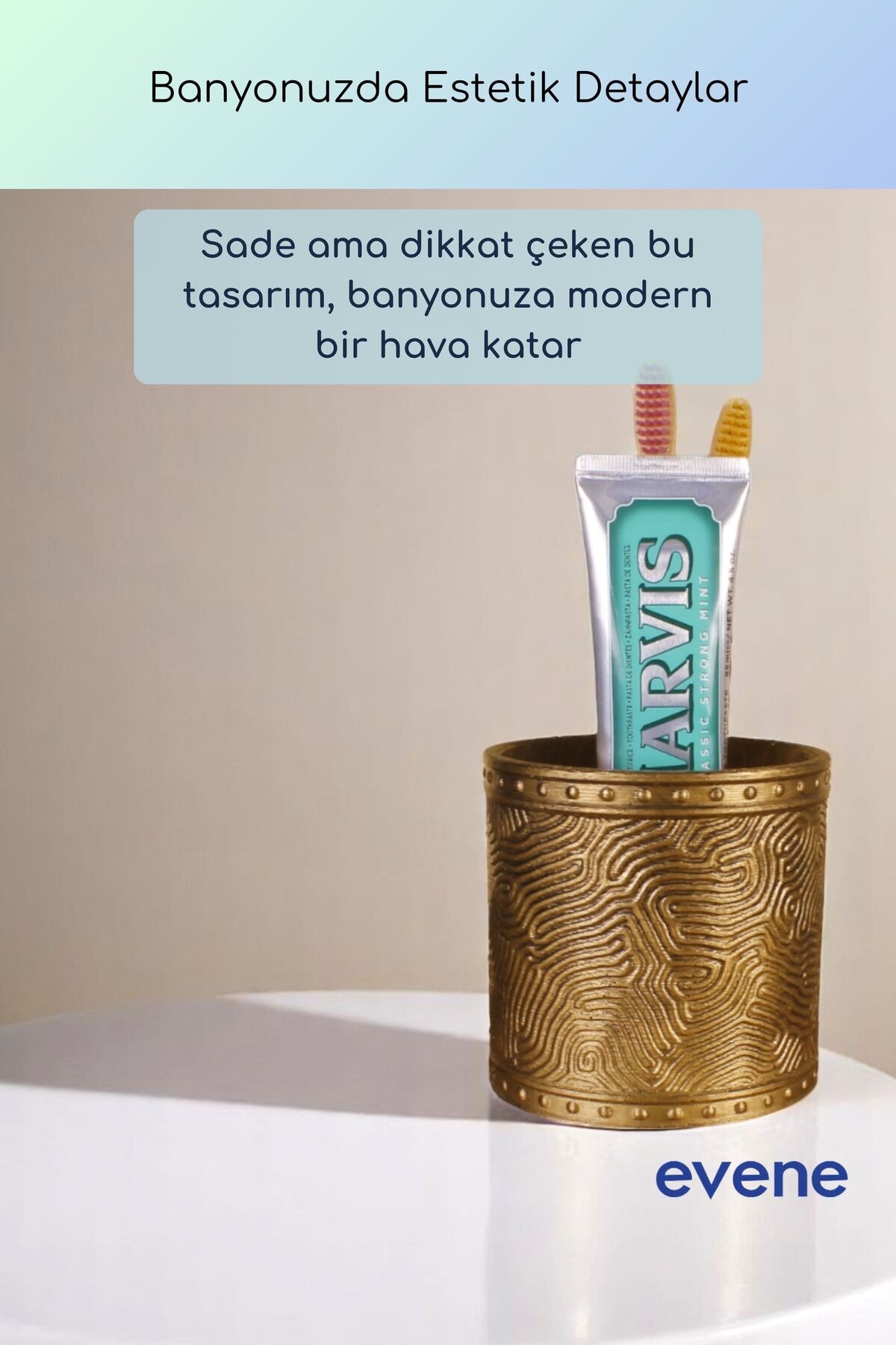 Diş Fırçalığı Diş Fırçalık Diş Fırçası Standı Diş Fırçası Tutucu Altın Eskitme Renk Model 82