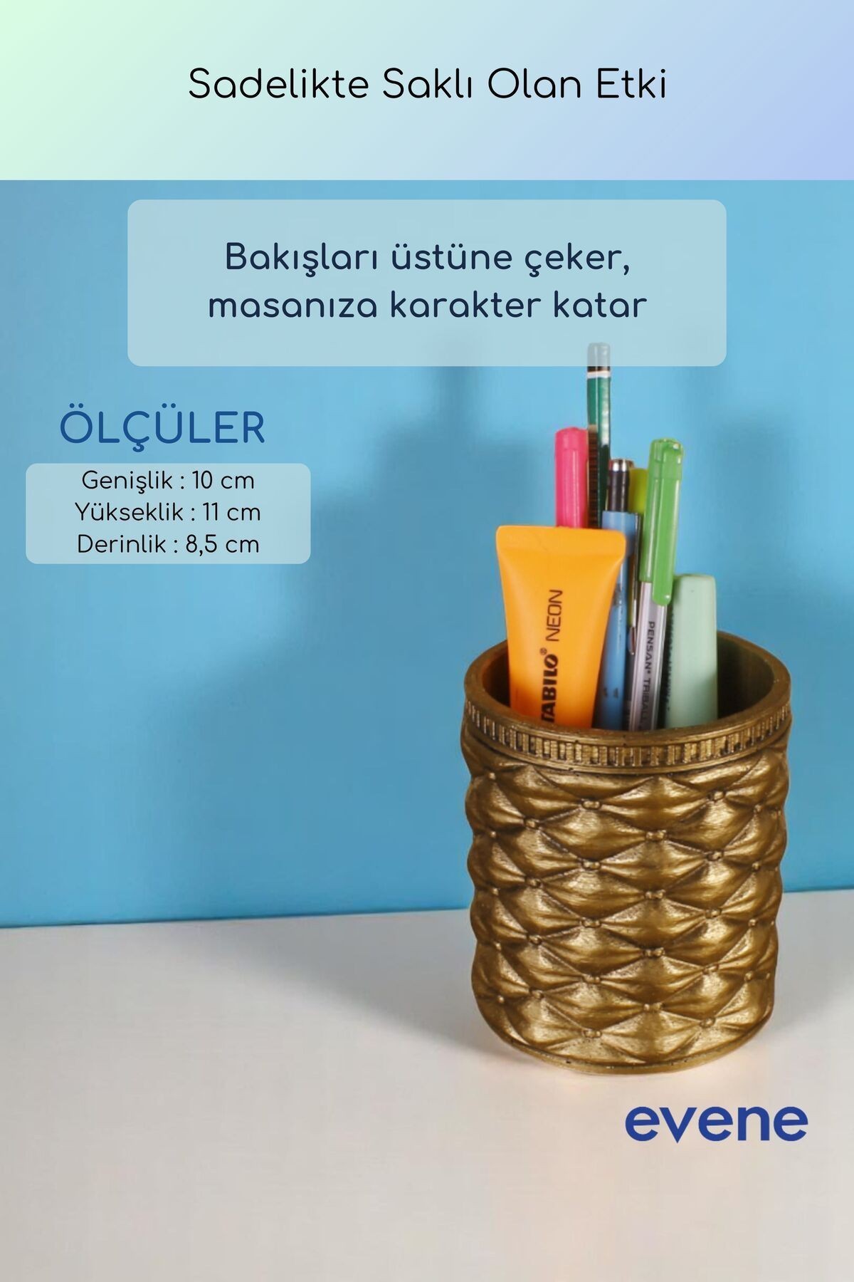 Kalemlik Masa Kalemliği Organizer Kalemlik Altın Eskitme Renk Model 85