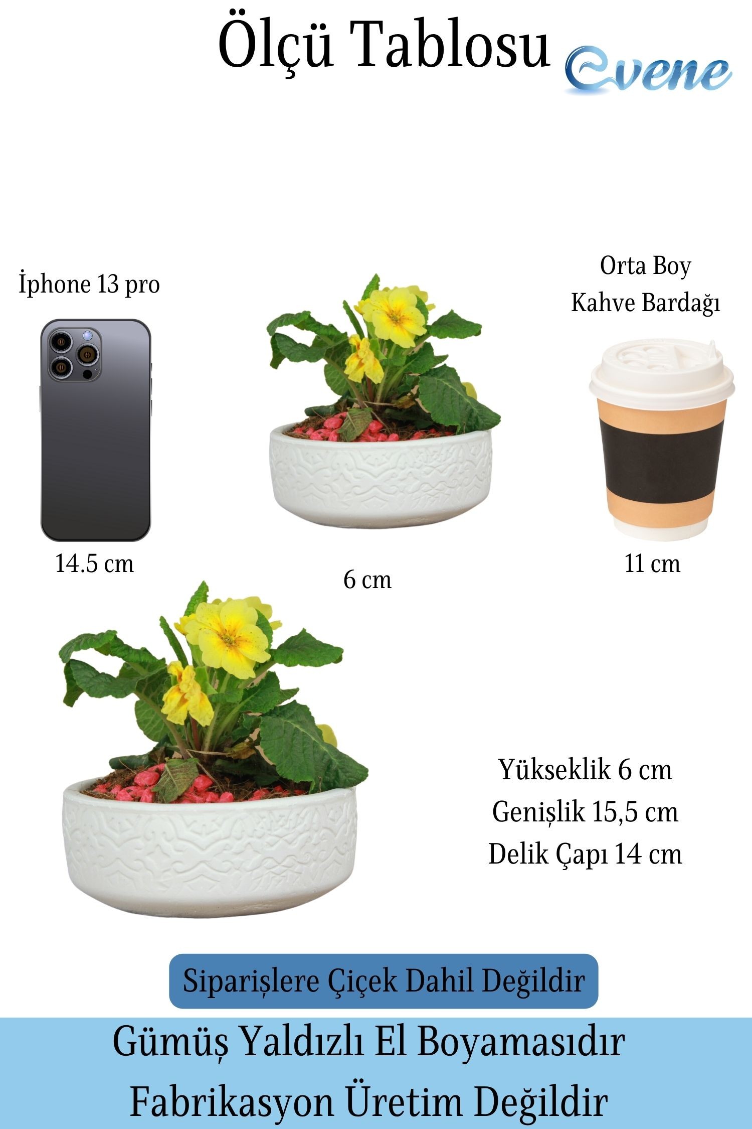 Çiçek Saksısı Beyaz Beton Saksı Büyük Saksı Model2