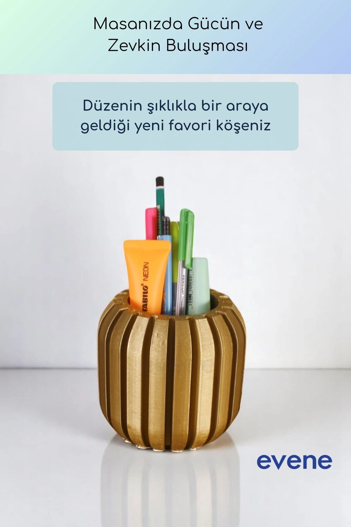 Kalemlik Masa Kalemliği Organizer Kalemlik Altın Renk Model 79