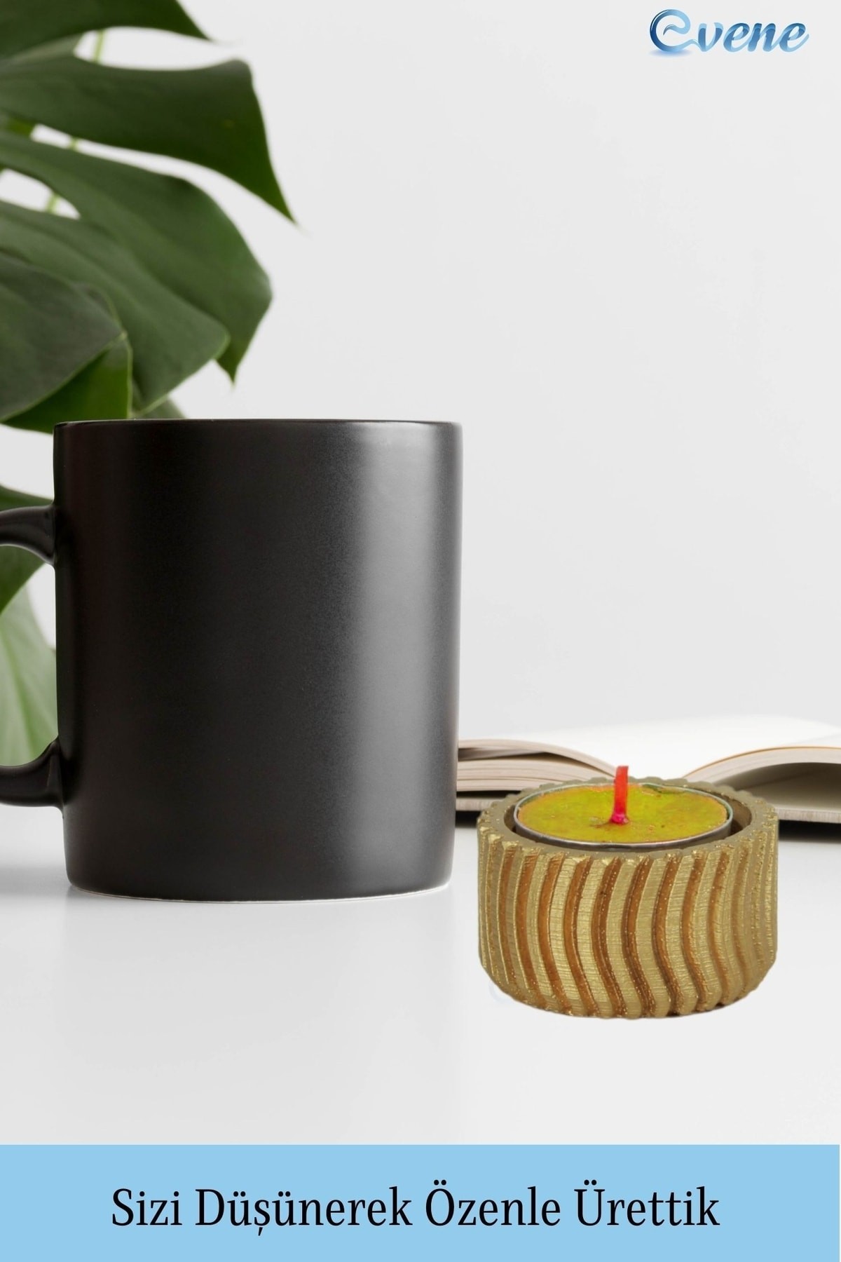 Altın Mumluk Şamdan Tealight Mum Uyumlu Tekerlek Model