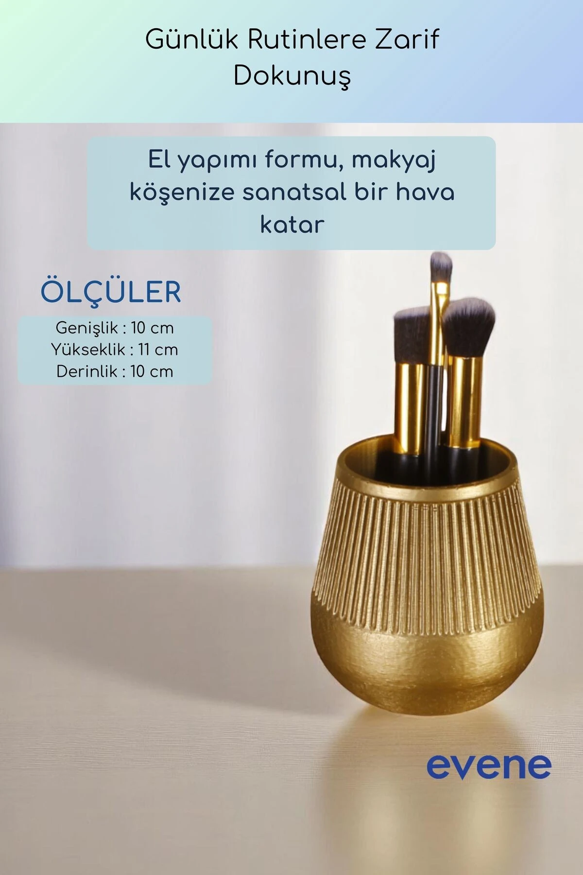 Makyaj Organizeri Makyaj Fırçalığı Makyaj Organizer Düzenleyici Altın Renk Model 88