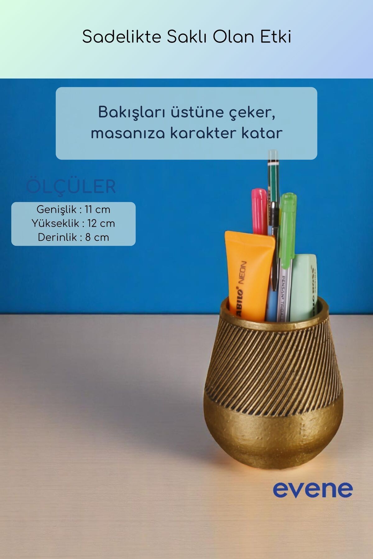 Kalemlik Masa Kalemliği Organizer Kalemlik Altın Eskitme Renk Model 89