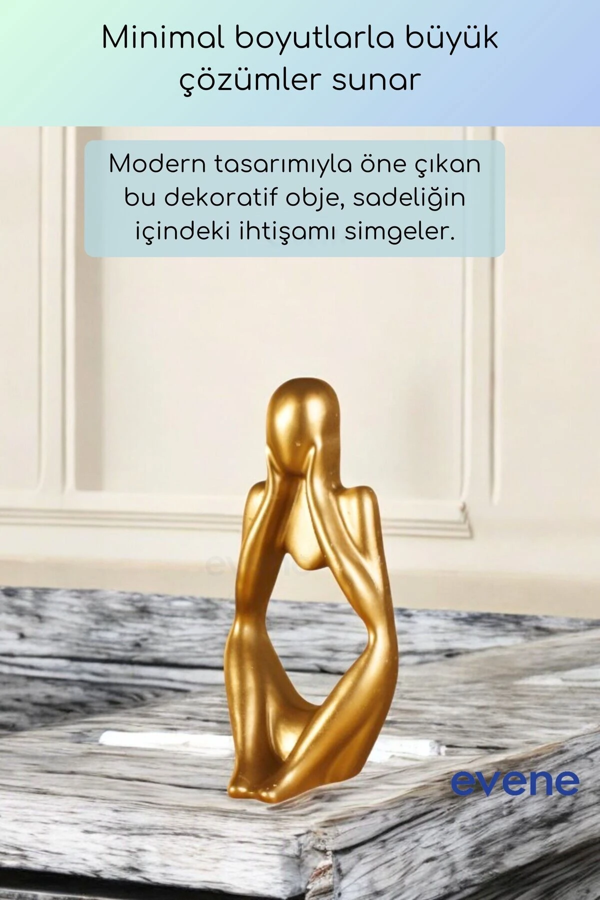 Dekoratif Obje Biblo Ev Dekorasyon Heykel Salon Masa Üstü Süs Eşyası Altın Model 52