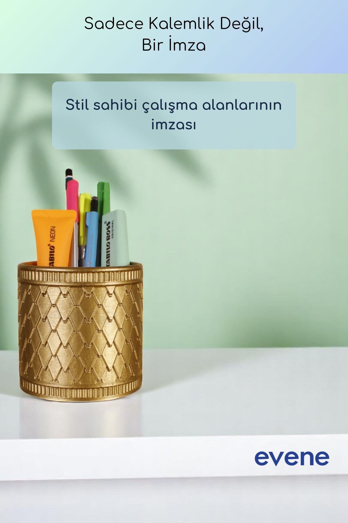 Kalemlik Masa Kalemliği Organizer Kalemlik Altın Renk Model 87