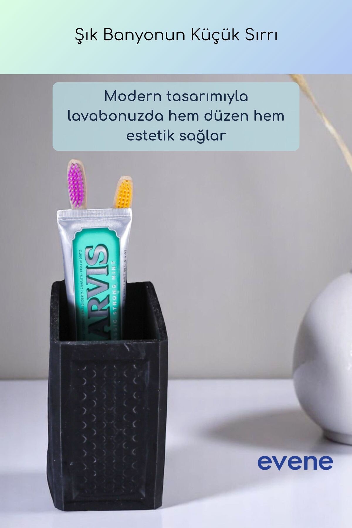 Diş Fırçalığı Diş Fırçalık Diş Fırçası Standı Diş Fırçası Tutucu Siyah Renk Model 92