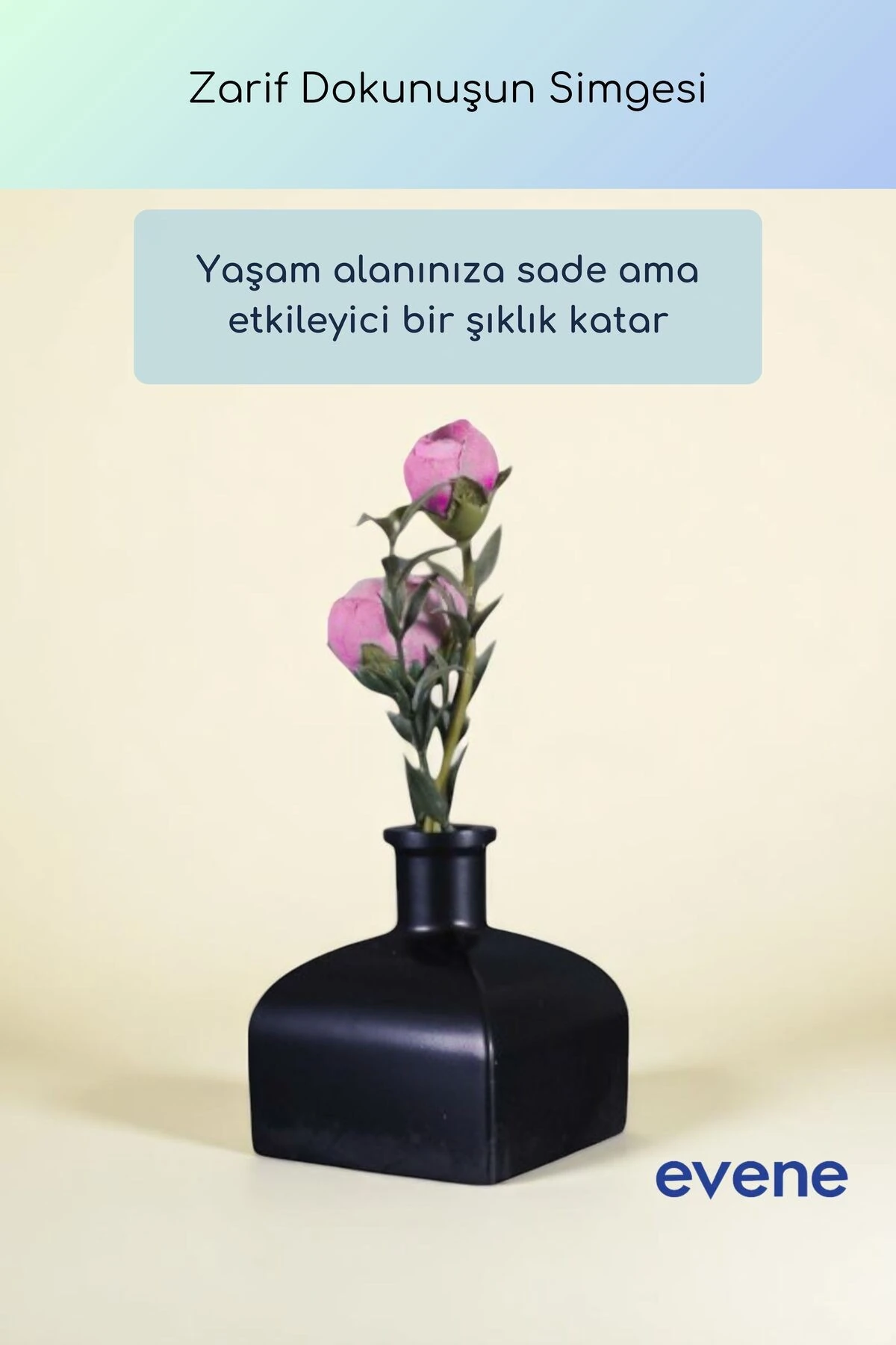 Vazo Küçük Vazo Masa Üstü Vazo Ev Dekorasyon Vazo Siyah Renk Model 62