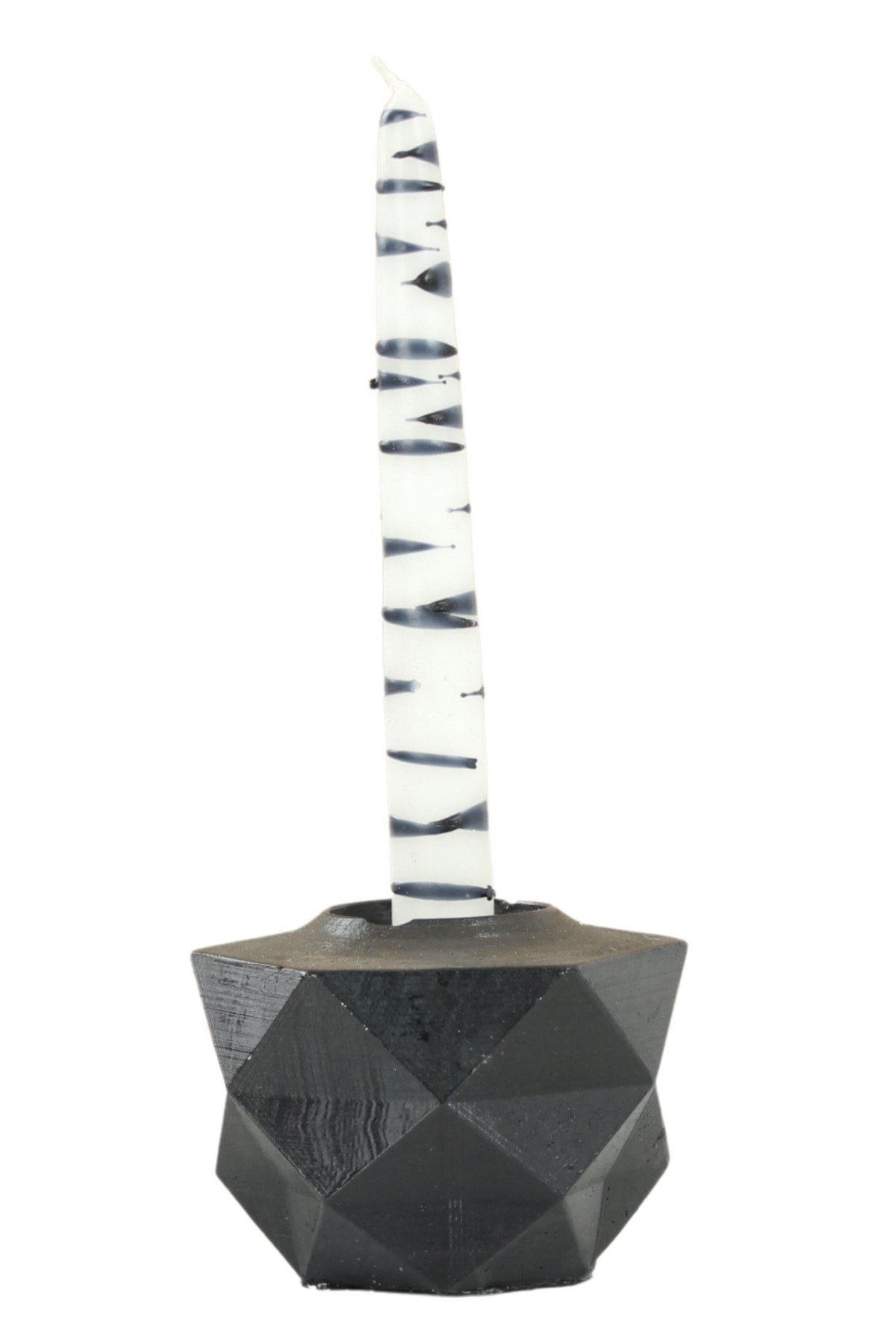 Siyah Mumluk Şamdan Tealight ve İnce Mum Uyumlu Prizma Model