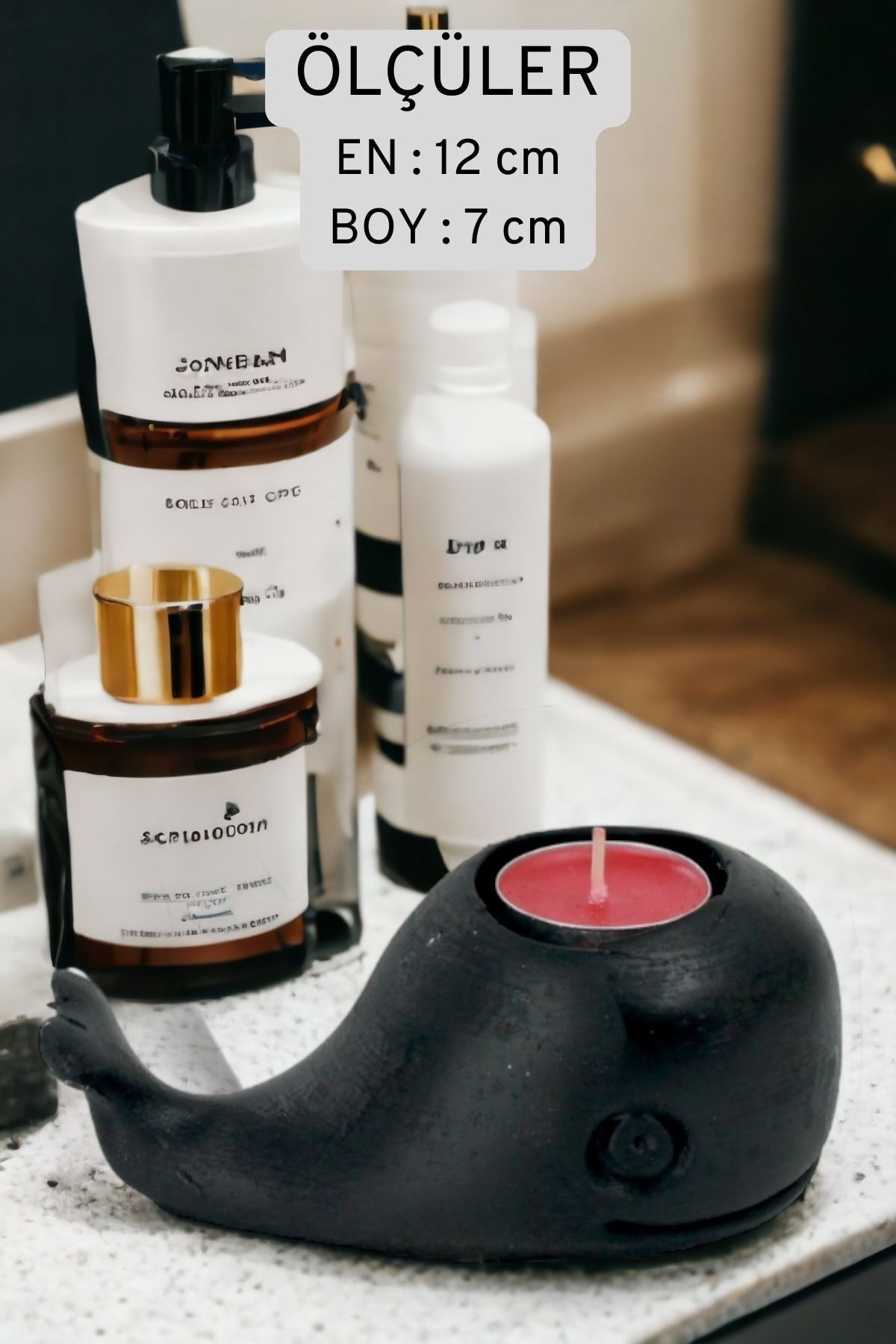 Şamdan Mumluk Siyah Tealight ve Şamdan Mum Uyumlu Model 6