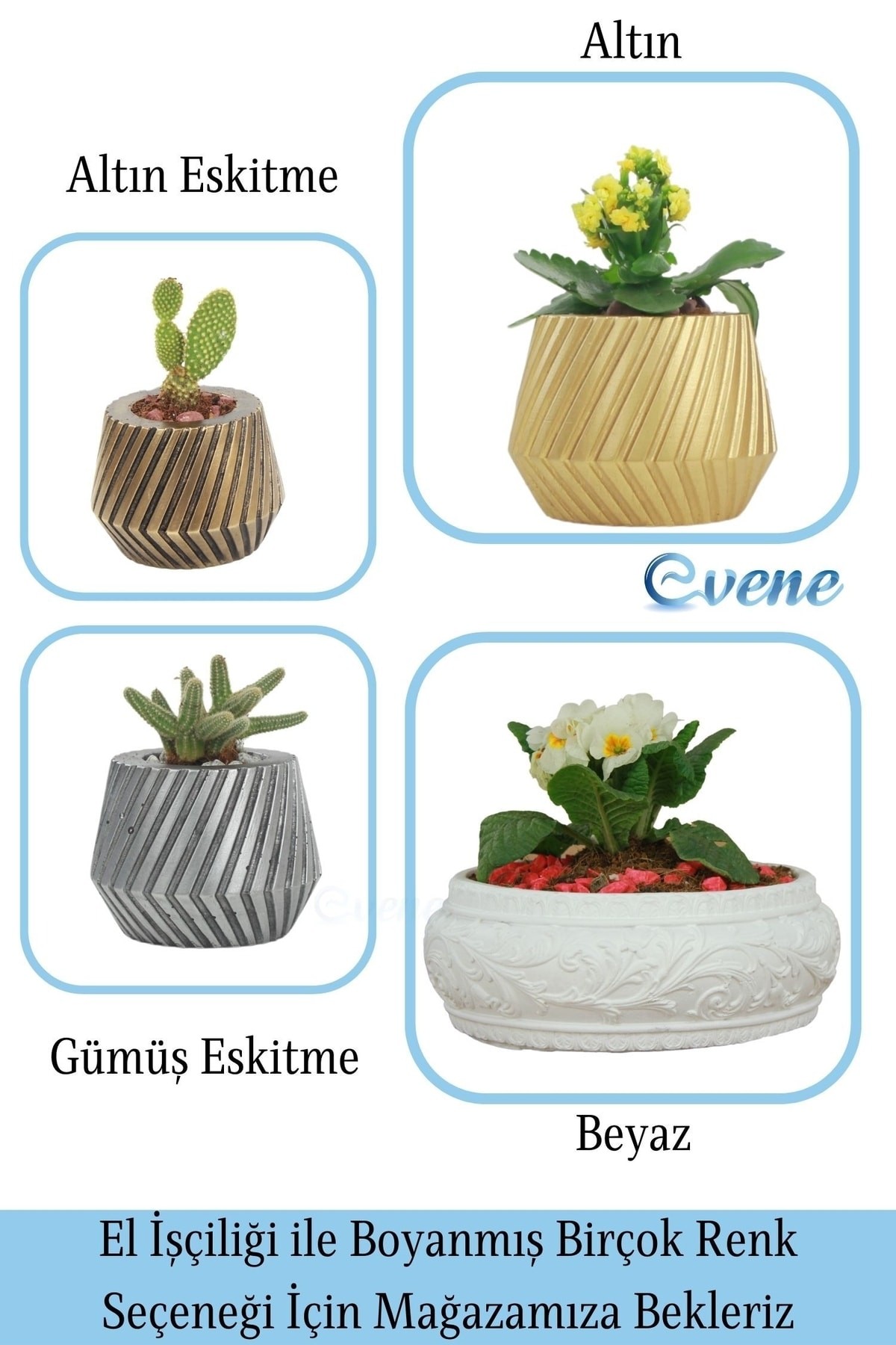 Çiçek Saksısı Beyaz Büyük Beton Saksı Model5