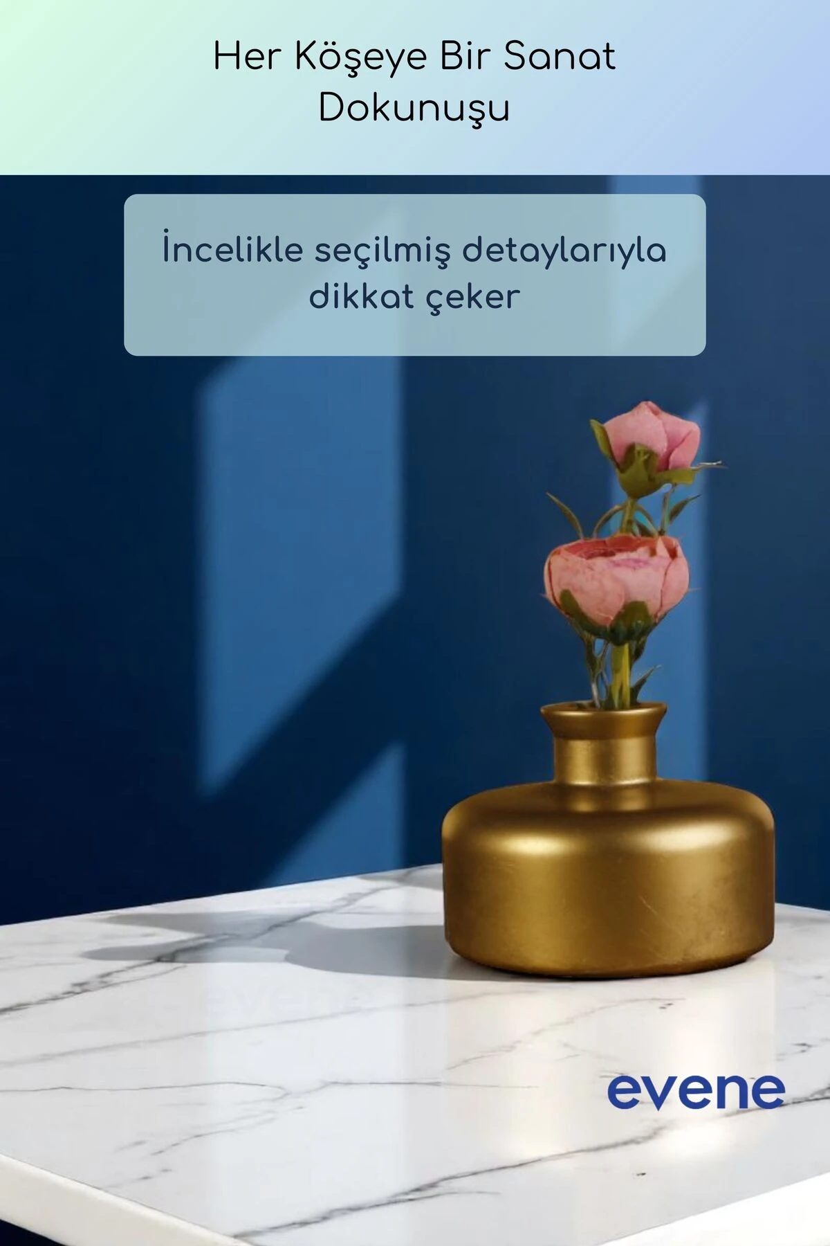 Vazo Küçük Vazo Masa Üstü Vazo Ev Dekorasyon Vazo Altın Eskitme Renk Model 61