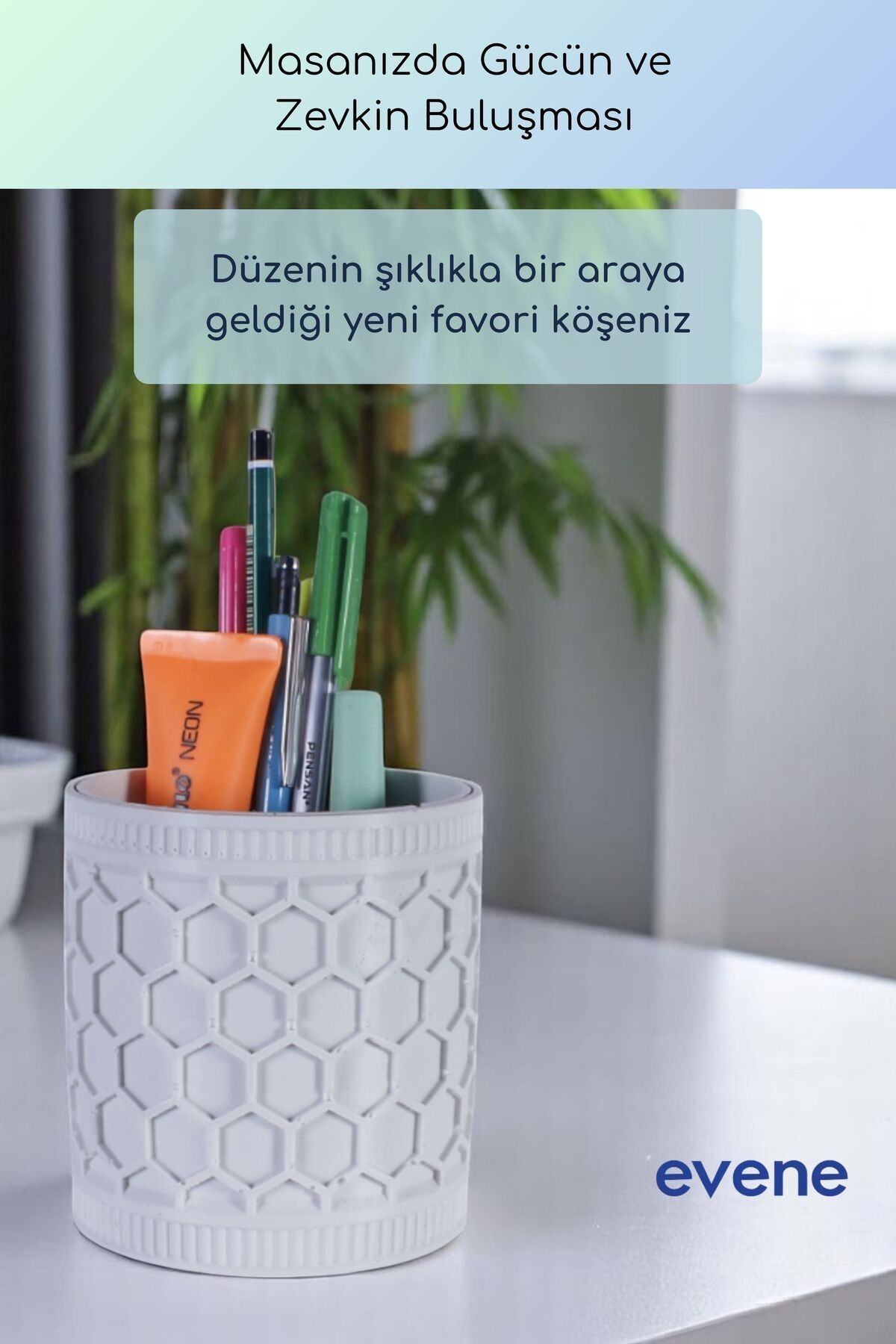 Kalemlik Masa Kalemliği Organizer Kalemlik Beyaz Renk Model 81