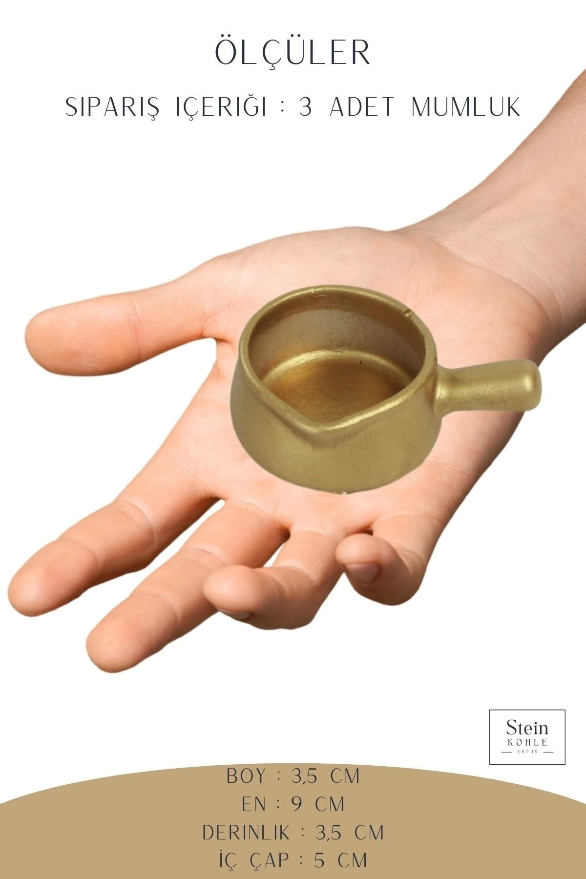 Şamdan Dekoratif Mumluk Altın Şamdan Set 3 lü (Üçlü) Tealight Uyumlu Tava Model