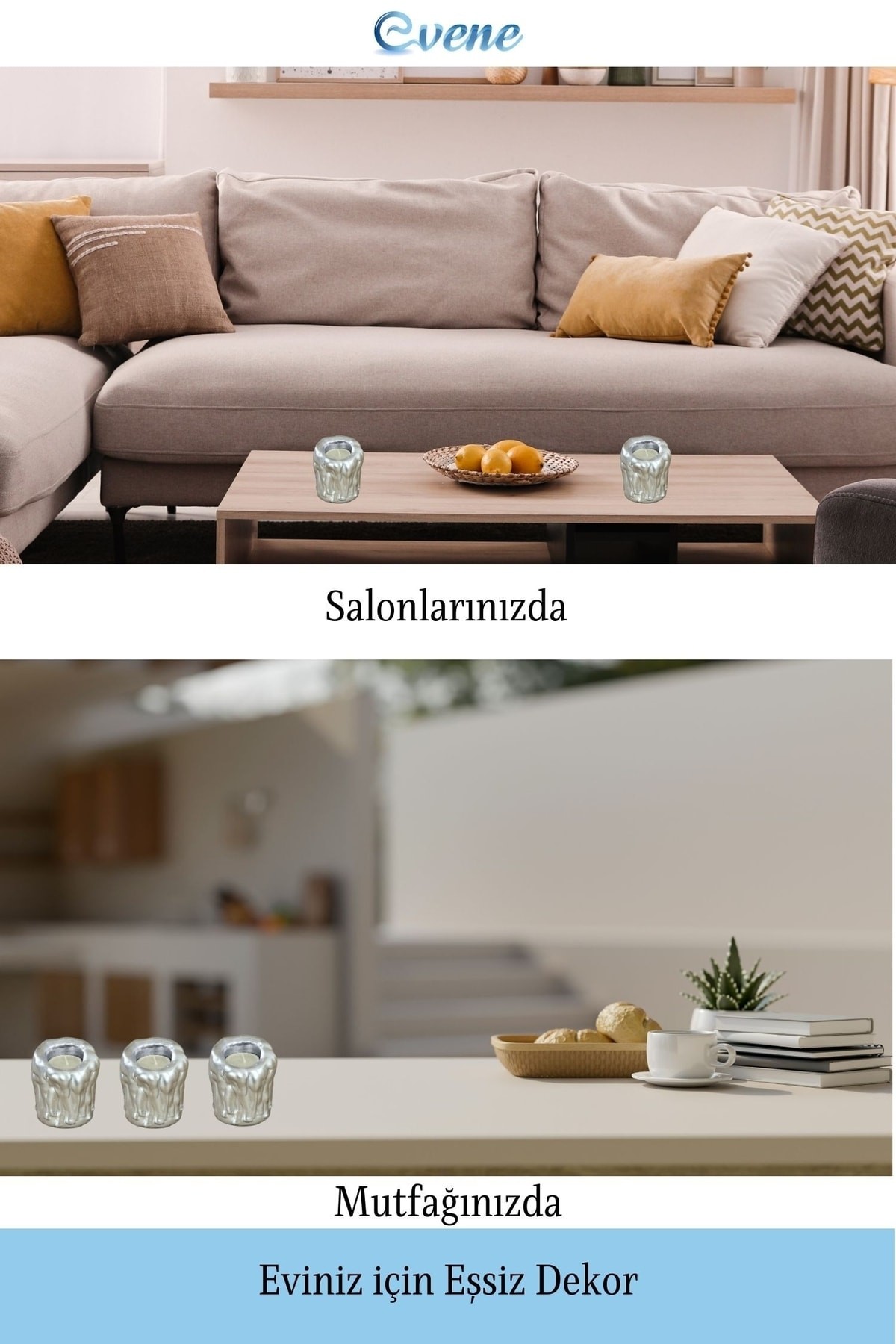 Gümüş Mumluk Şamdan Tealight Mum Uyumlu Orta Erimiş Mum Model