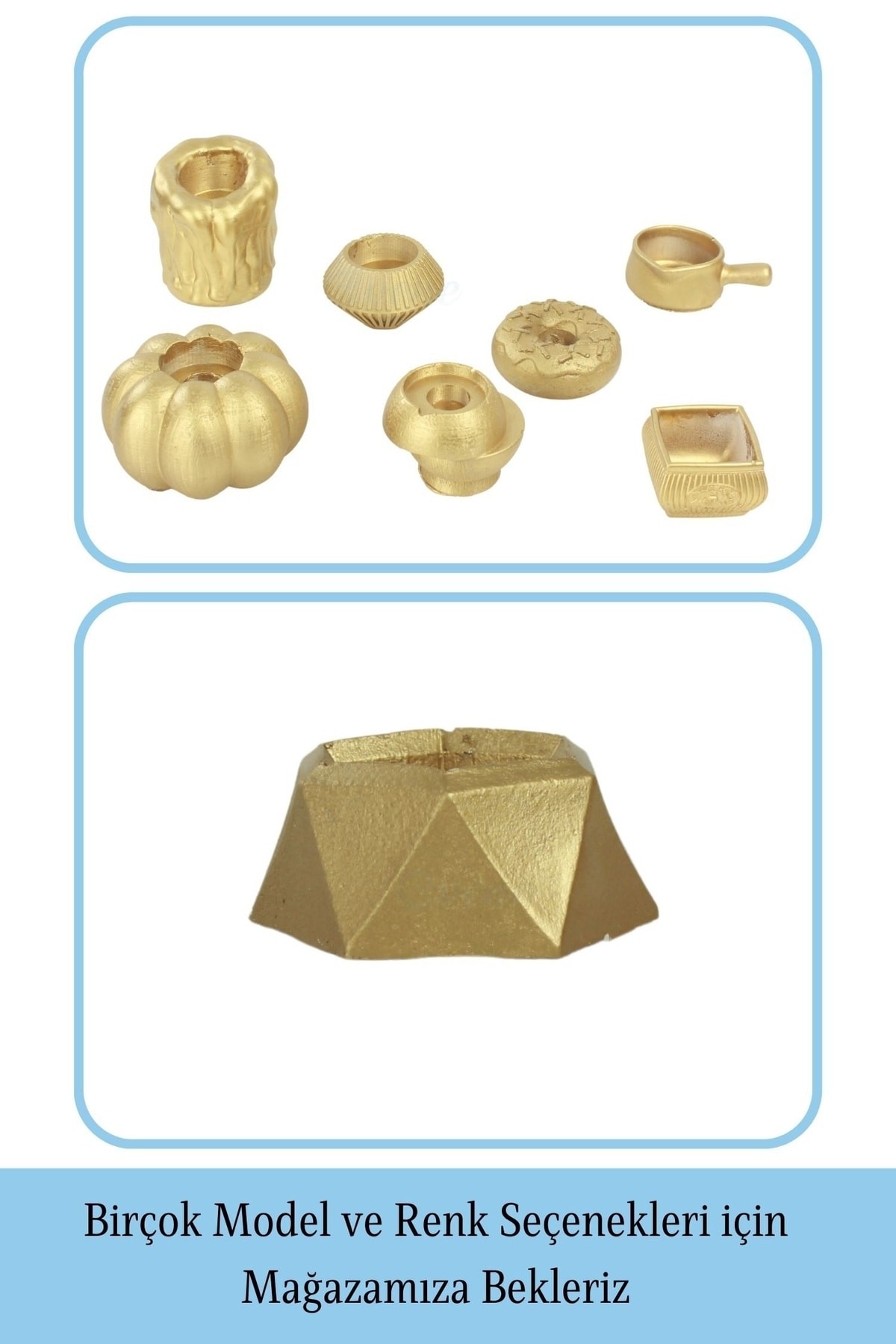 Altın Mumluk Şamdan Tealight Mum Uyumlu Poly Küçük 2 Model