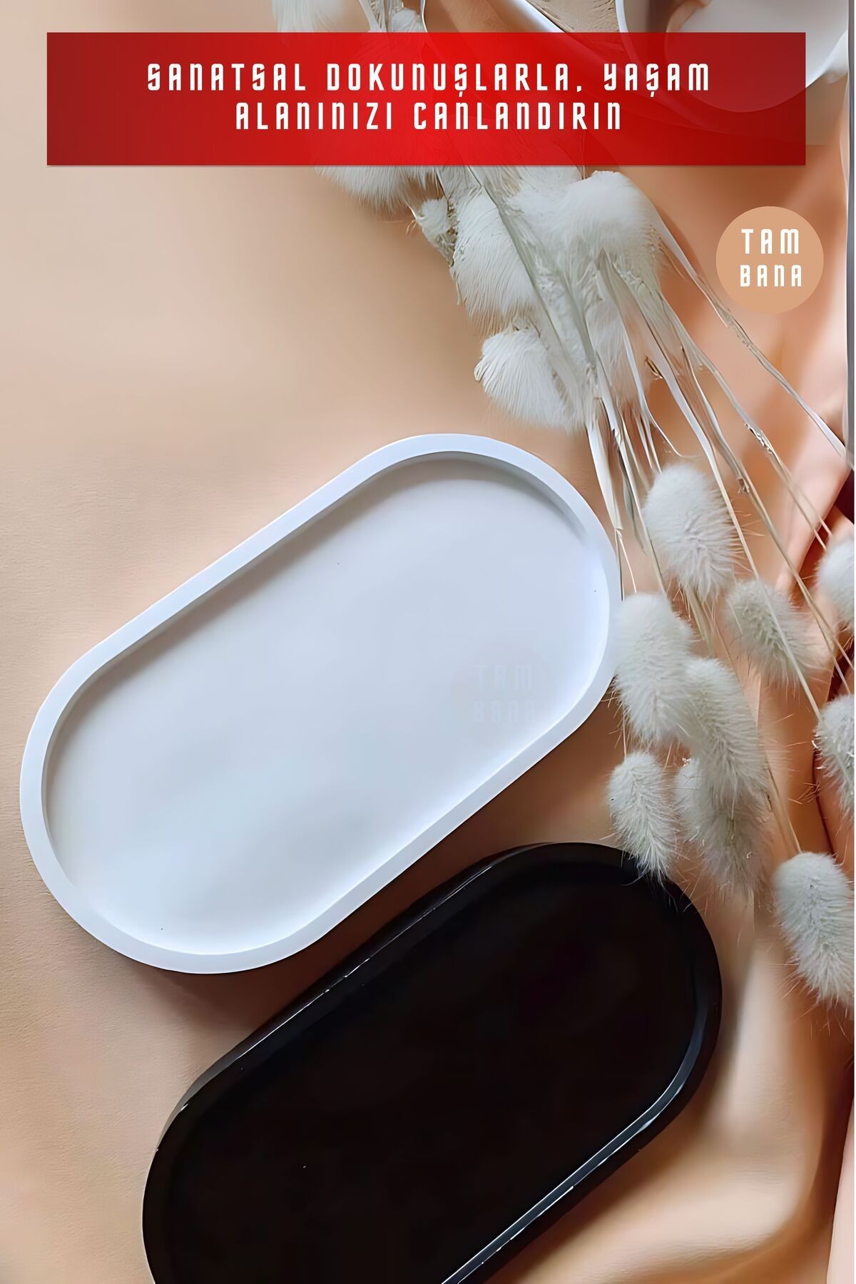 Sunumluk Takı Tabağı Dekoratif Tepsi Obje Seti 2 Parça Model 21