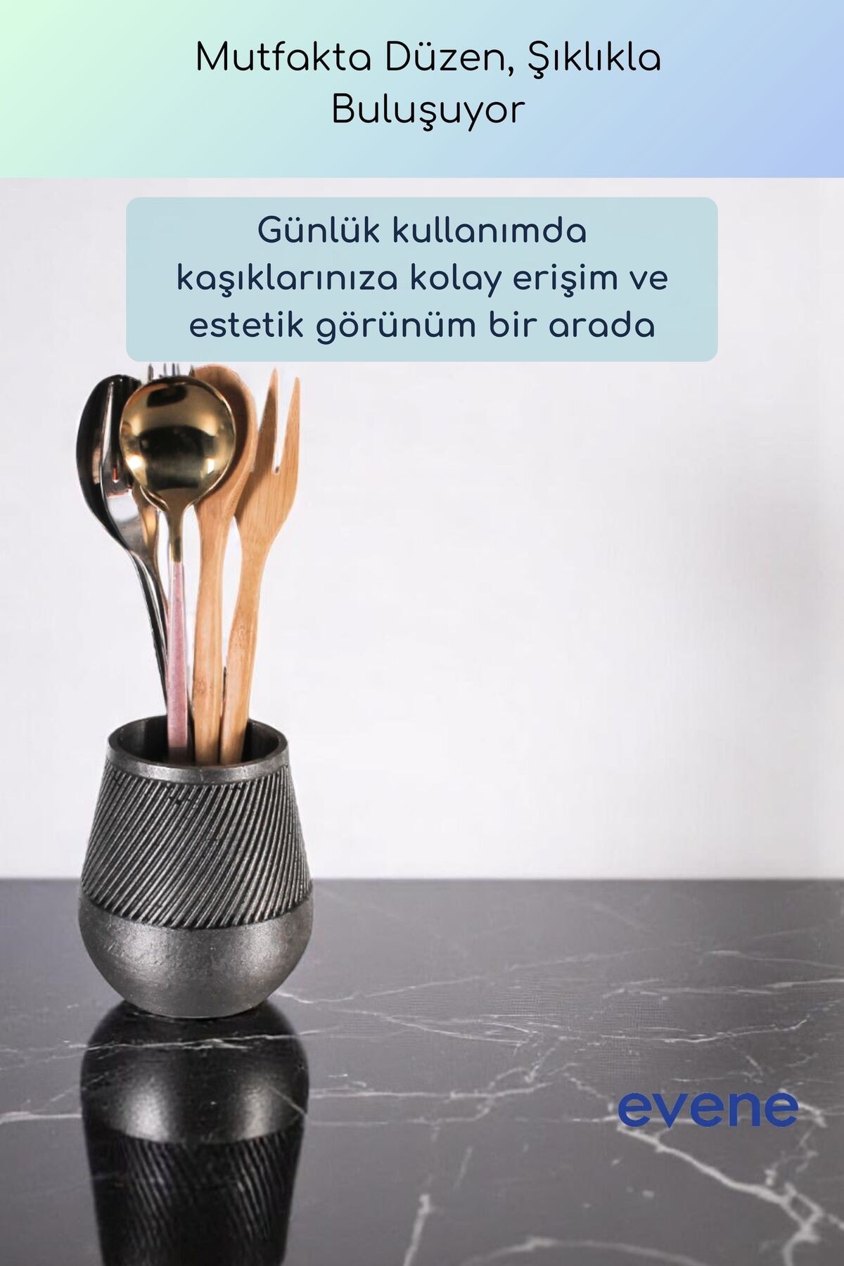 Tezgah Üstü Kaşıklık Dekoratif Dik Kaşıklık Silindir Kaşıklık Gümüş Eskitme Renk Model 89