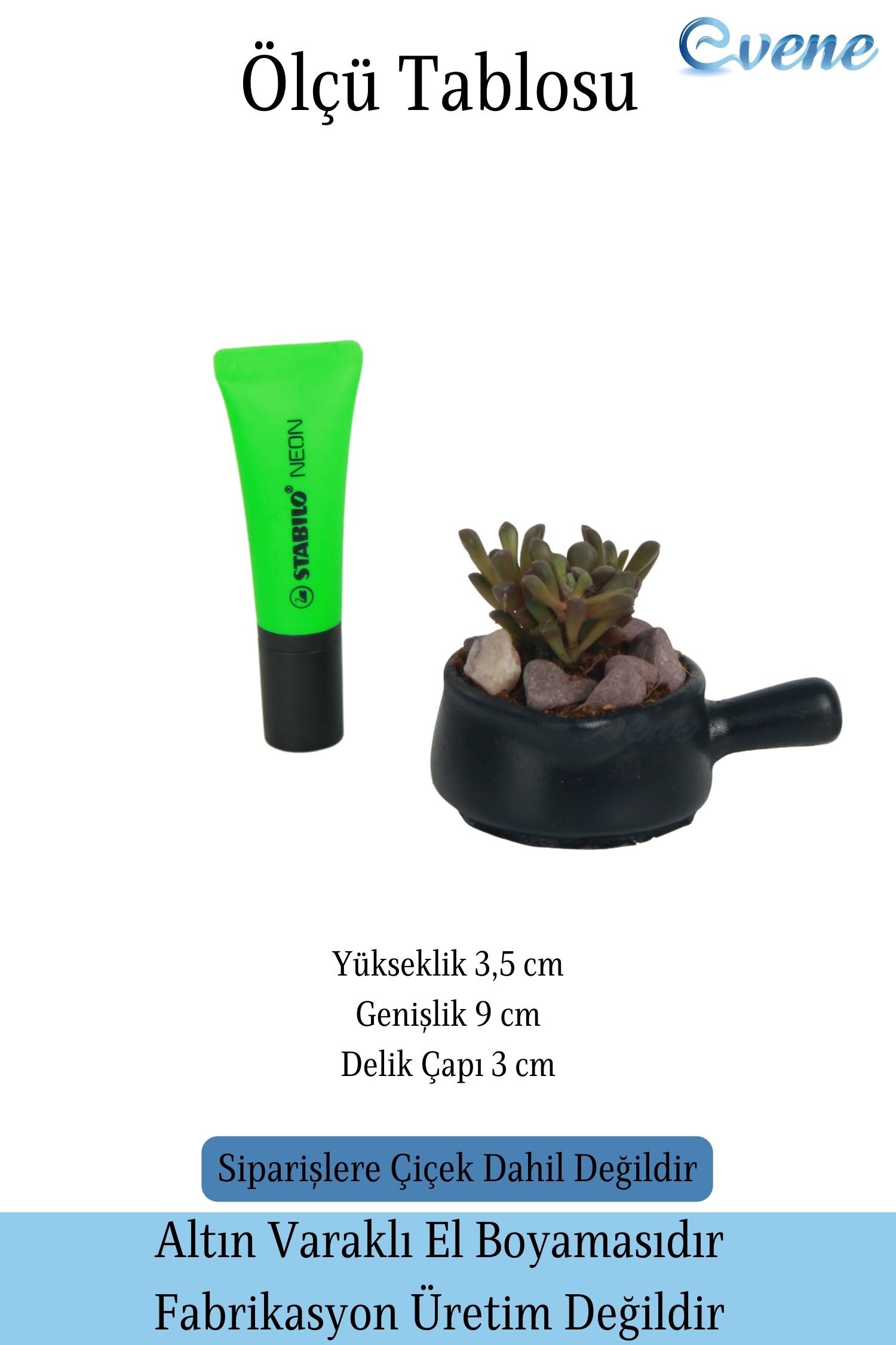 Mini Çiçek Saksısı Küçük Sukulent Siyah Kaktüs Saksı 3 Adet Set Tava Model