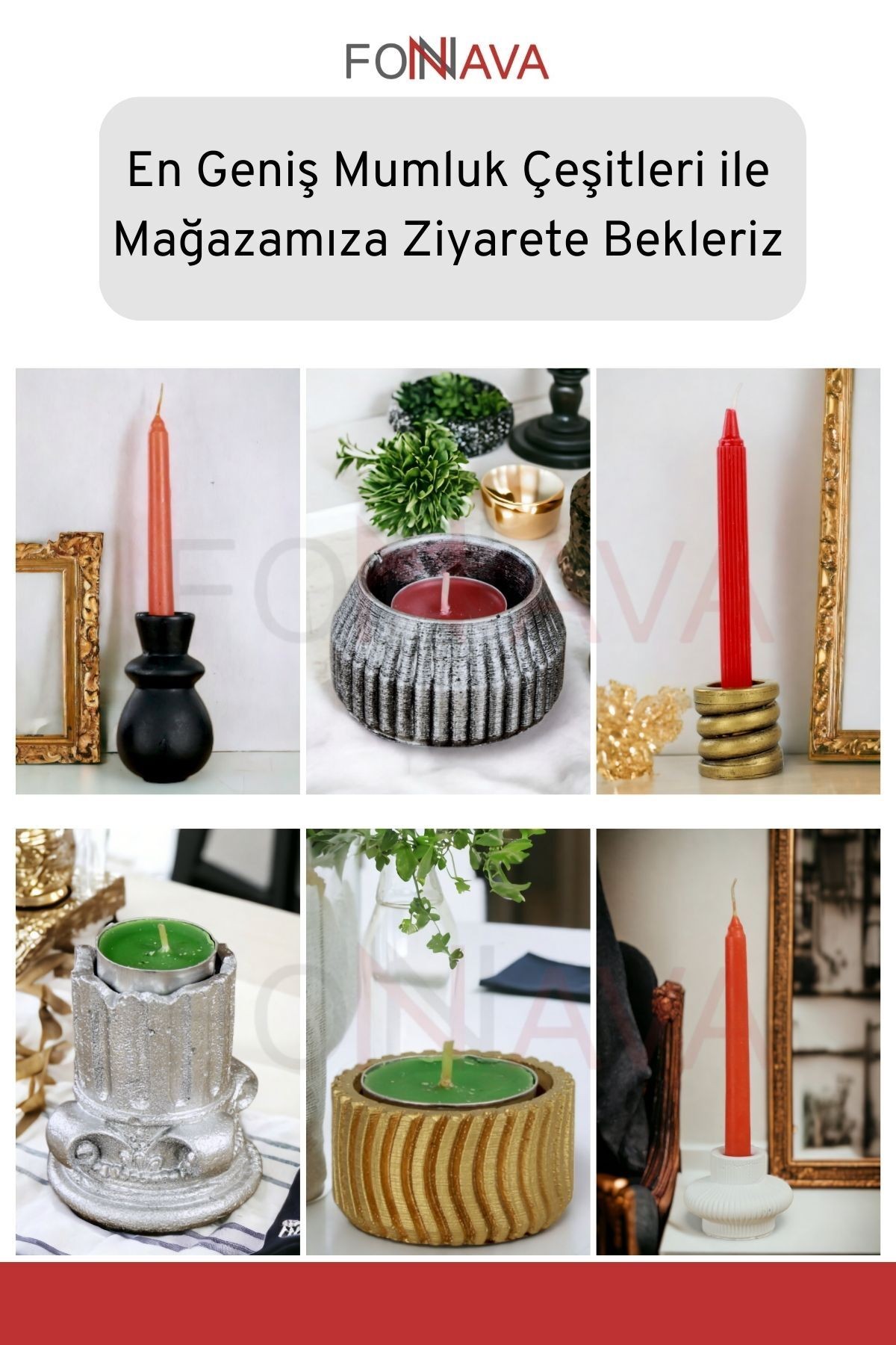 Şamdan Mumluk Dekoratif Mumluk Tealight Mumluk Model 11 İkili Mumluk