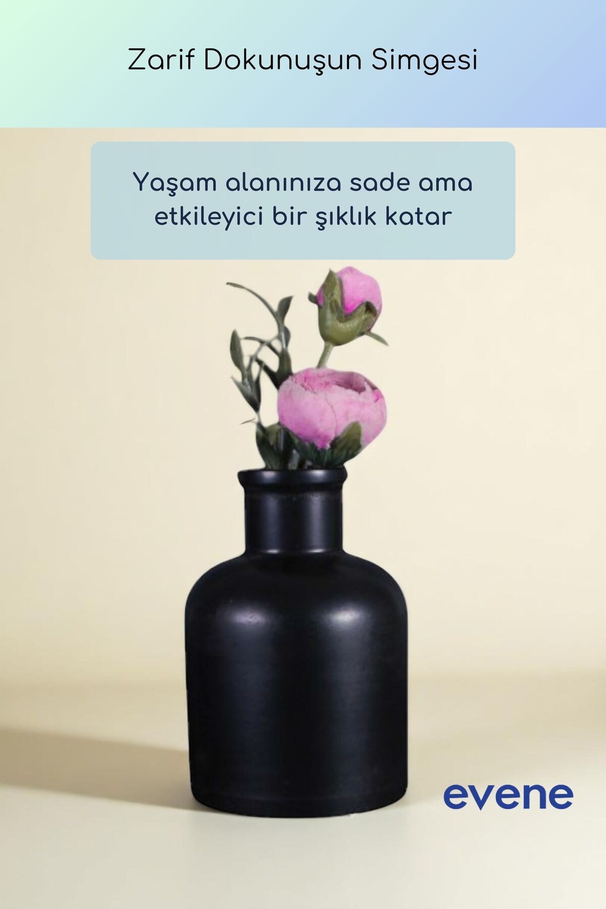 Vazo Küçük Vazo Masa Üstü Vazo Ev Dekorasyon Vazo Siyah Renk Model 56