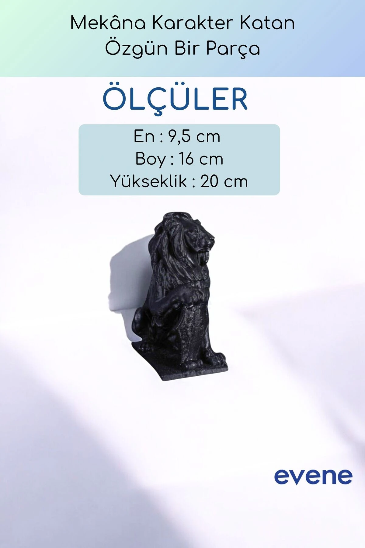 Dekoratif Obje Biblo Ev Dekorasyon Heykel Salon Masa Üstü Süs Eşyası Aslan Siyah Model 55