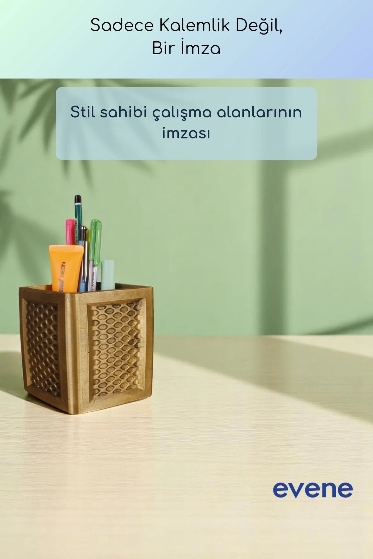 Kalemlik Masa Kalemliği Organizer Kalemlik Altın Eskitme Renk Model 86