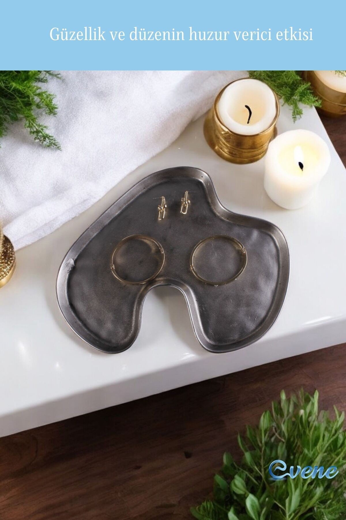 Takı Organizer Makyaj Düzenleyici Kozmetik Organizer Dekoratif Tabak Gümüş Eskitme Renk Model 16