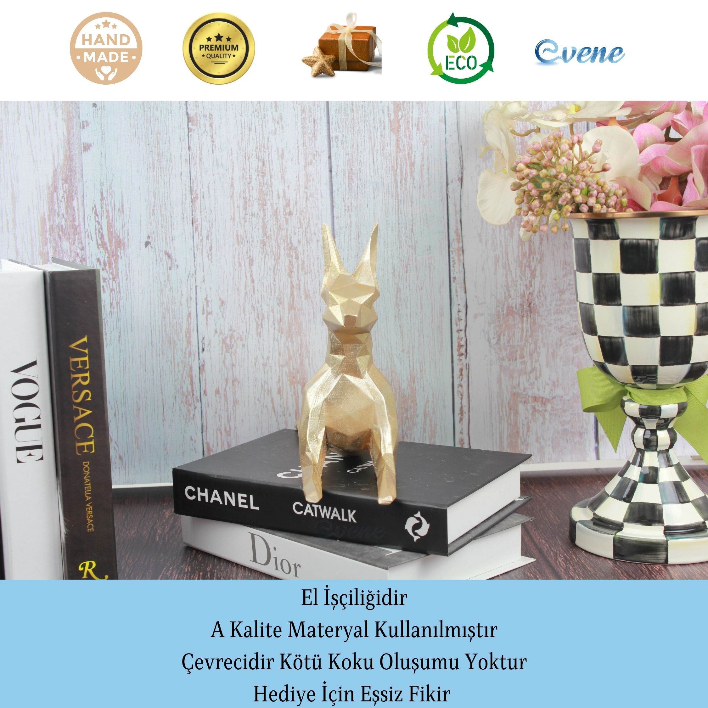 Dekoratif Köpek Biblo Heykel El Yapımı Doberman Hediyelik Süs Eşyası Poly Model Tasarım Ürünü