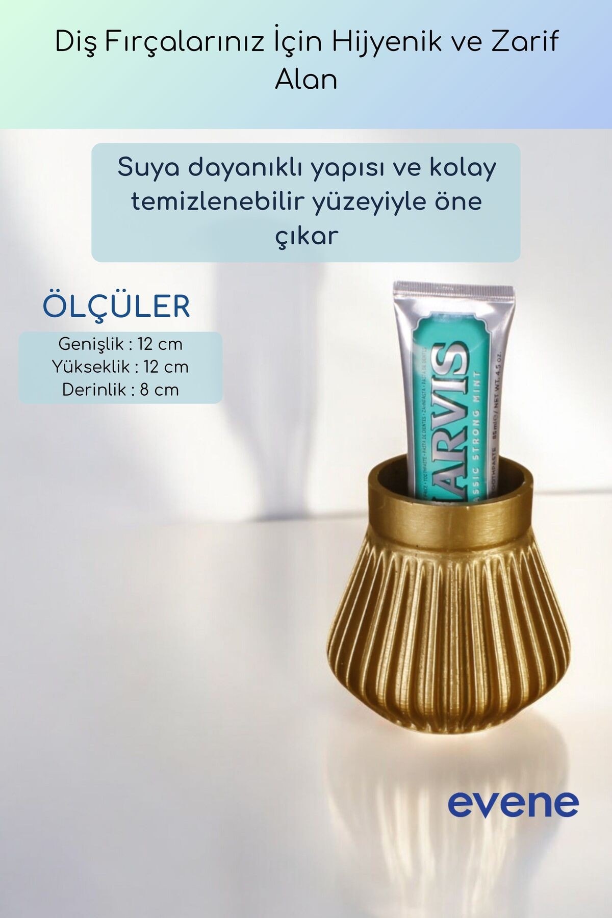 Diş Fırçalığı Diş Fırçalık Diş Fırçası Standı Diş Fırçası Tutucu Altın Renk Model 83