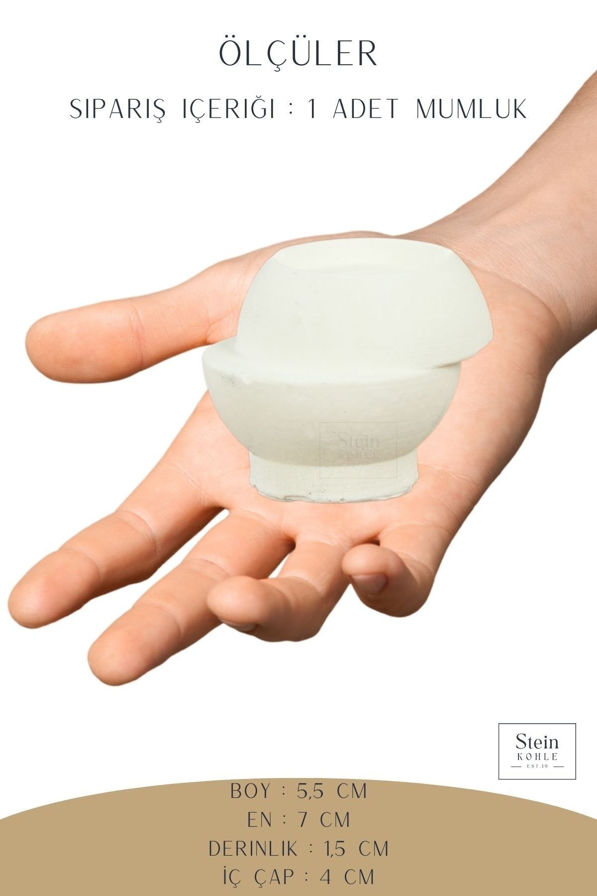 Şamdan Dekoratif Mumluk Beyaz Şamdan Tealight ve Uzun Mum Uyumlu Kesik Model