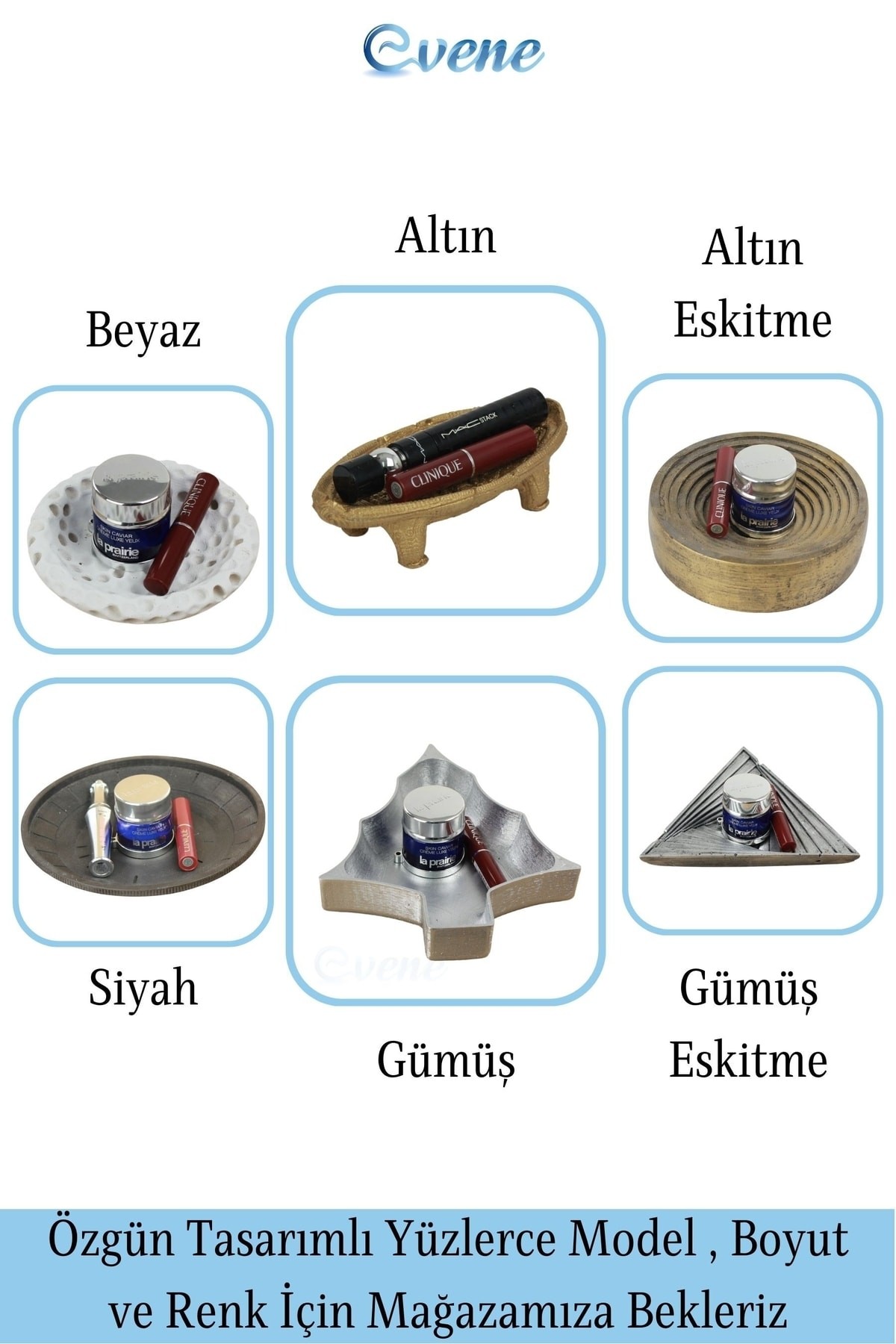 Makyaj Organizeri Altın Eskitme Renk Kozmetik Makyaj Düzenleyici Model 5