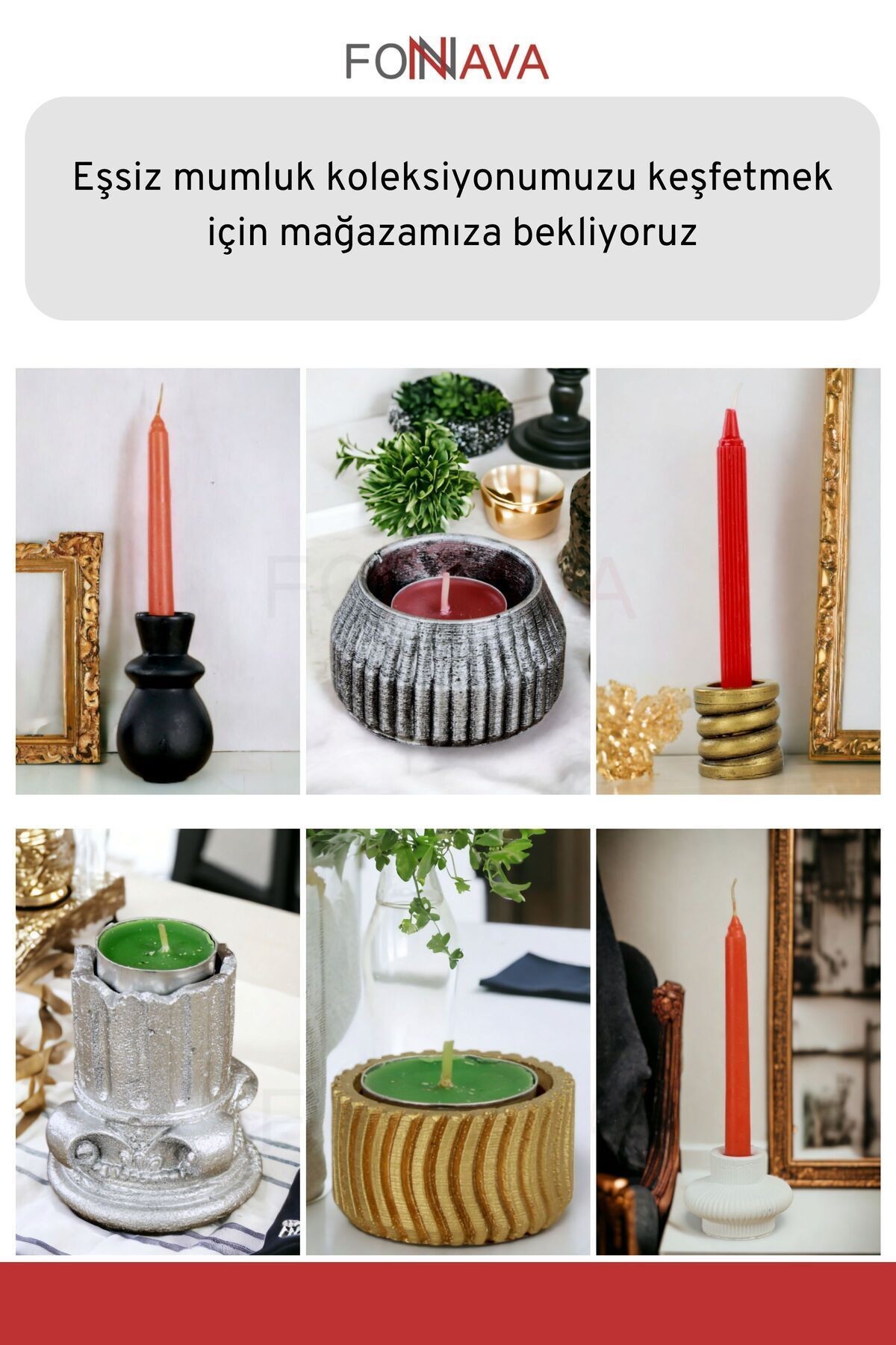 Şamdan Mumluk Dekoratif Mumluk Tealight Mumluk Gümüş Eskitme Renk Model 45