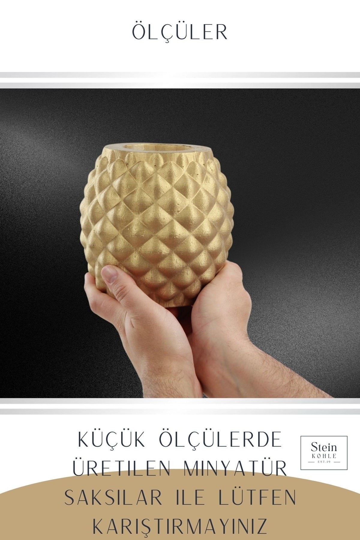 Çiçek Saksısı Büyük Boy 1 Adet Altın Renk Uygulamalı Ananas Model
