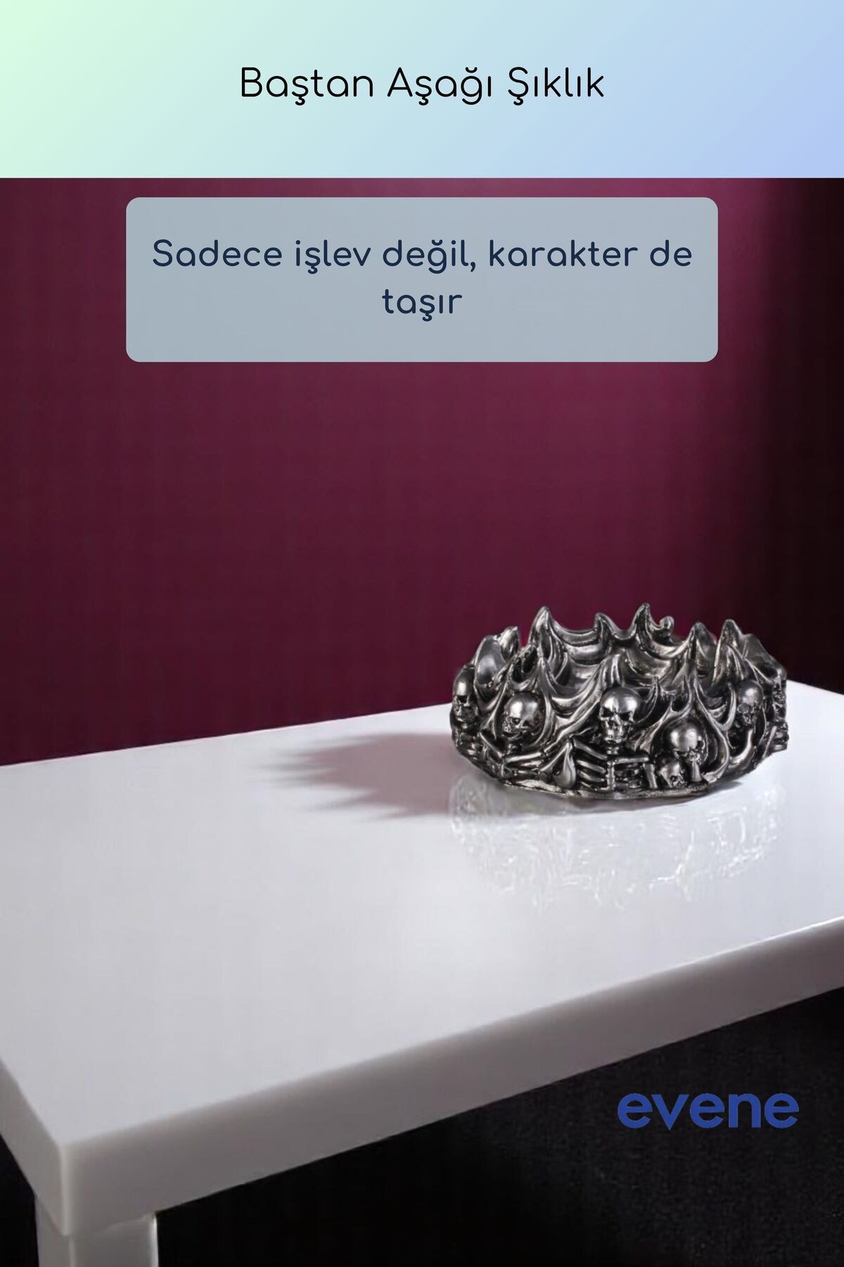 Küllük Gümüş Eskitme Renk Kül Tablası Dekoratif Küllük Model 9