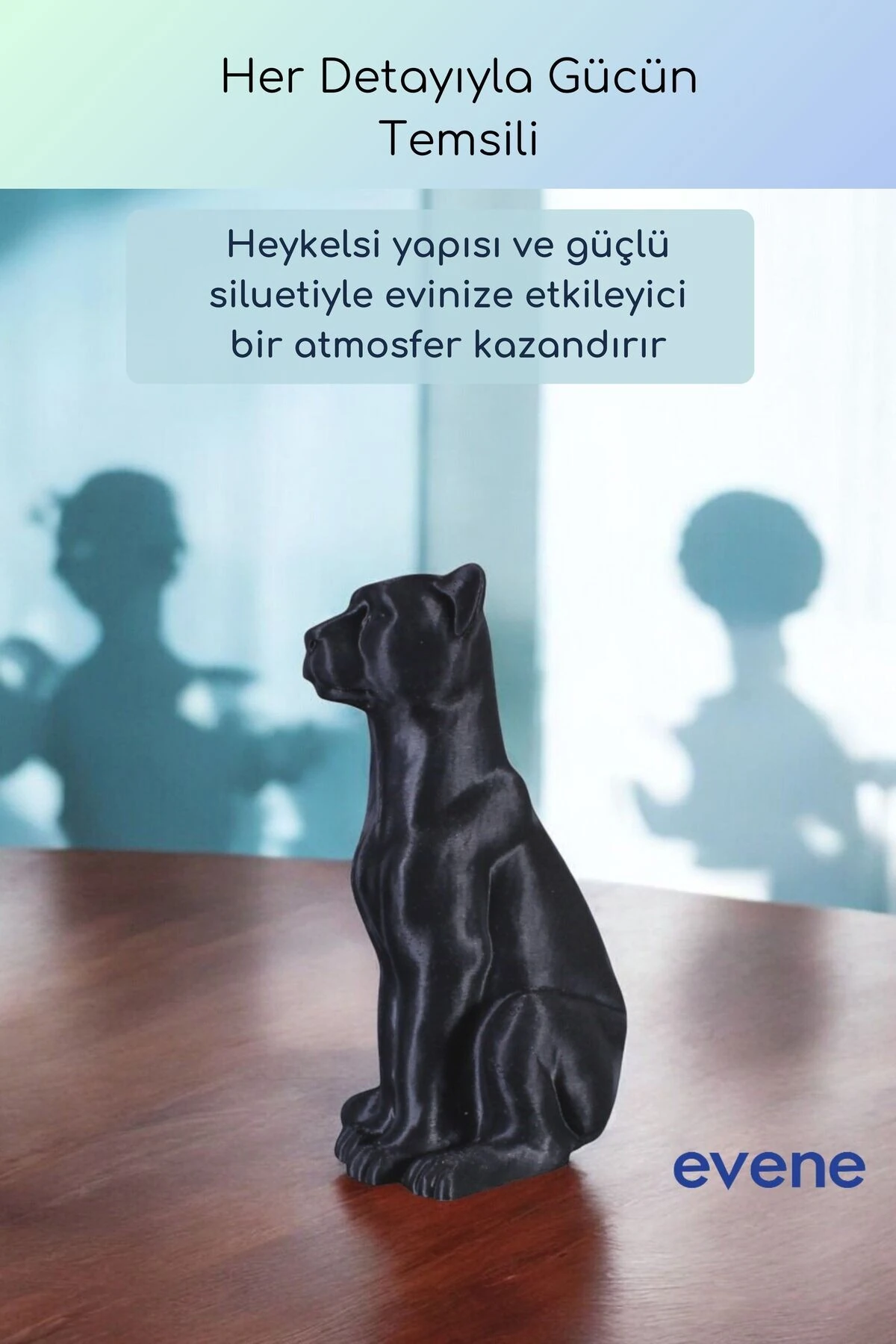 Dekoratif Obje Biblo Ev Dekorasyon Heykel Salon Masa Üstü Süs Eşyası Kedi Siyah Model 60