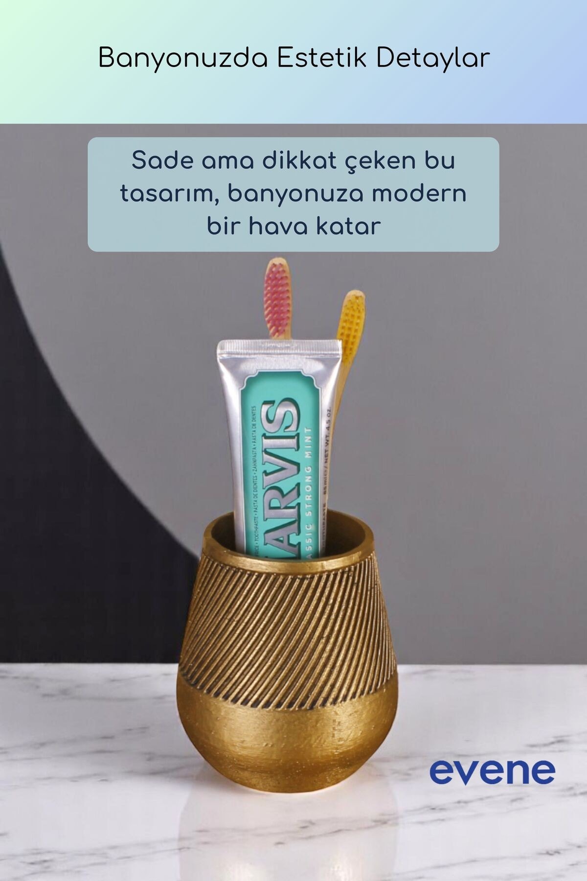 Diş Fırçalığı Diş Fırçalık Diş Fırçası Standı Diş Fırçası Tutucu Altın Eskitme Renk Model 89