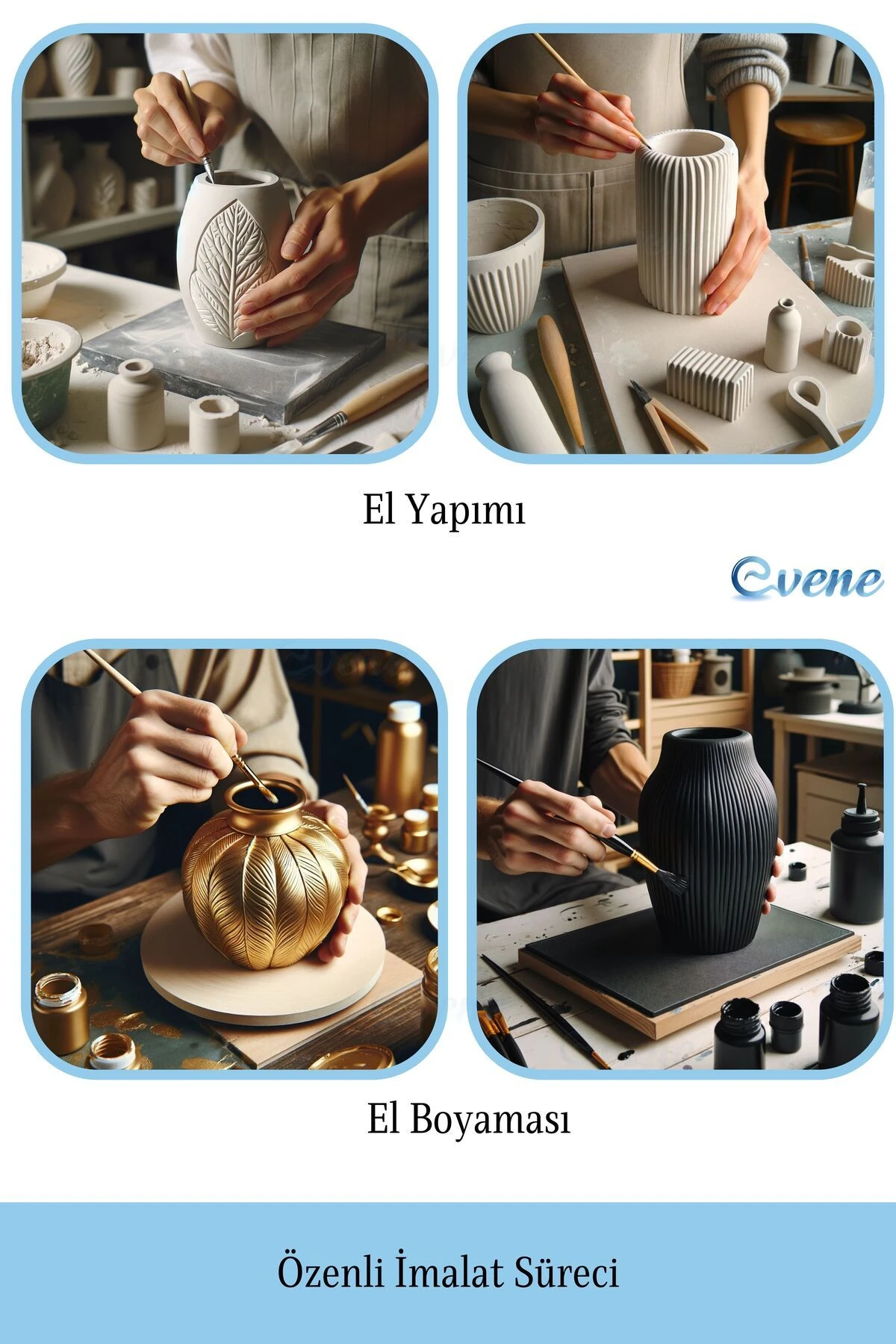 Vazo Küçük Vazo Masa Üstü Vazo Ev Dekorasyon Vazo Altın Renk Model 29