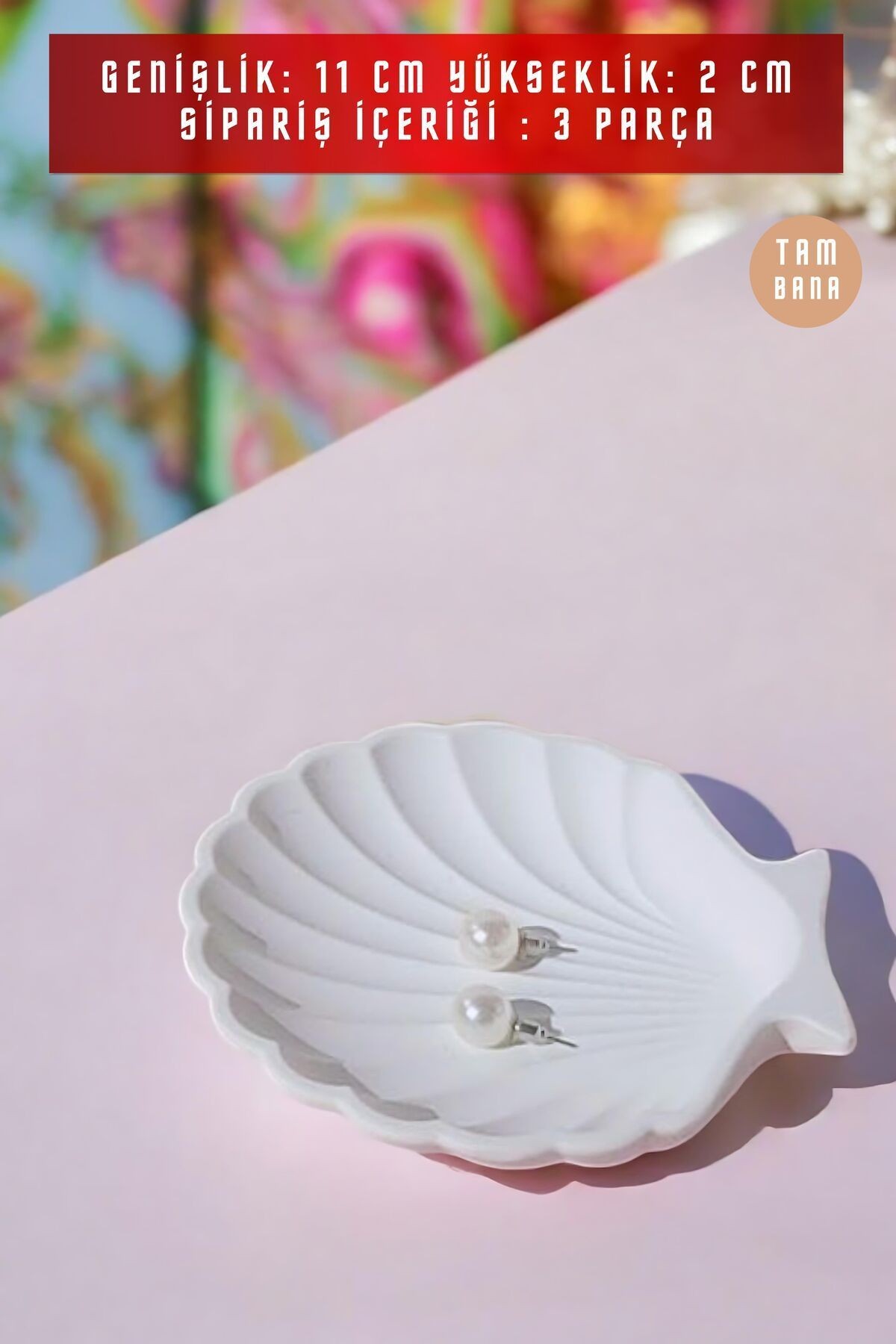 Beyaz Sunumluk Takı Tabağı Dekoratif Tepsi Obje Seti 3 Parça Model 25