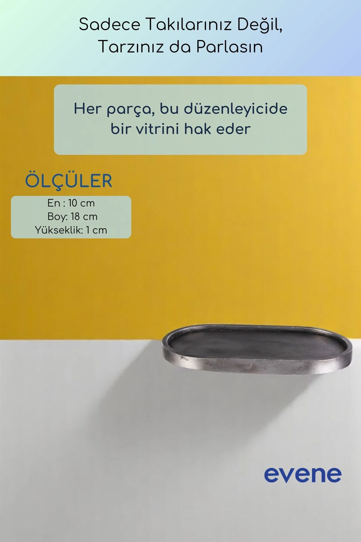 Takı Organizer Makyaj Düzenleyici Kozmetik Organizer Dekoratif Tabak Gümüş Eskitme Renk Model 32