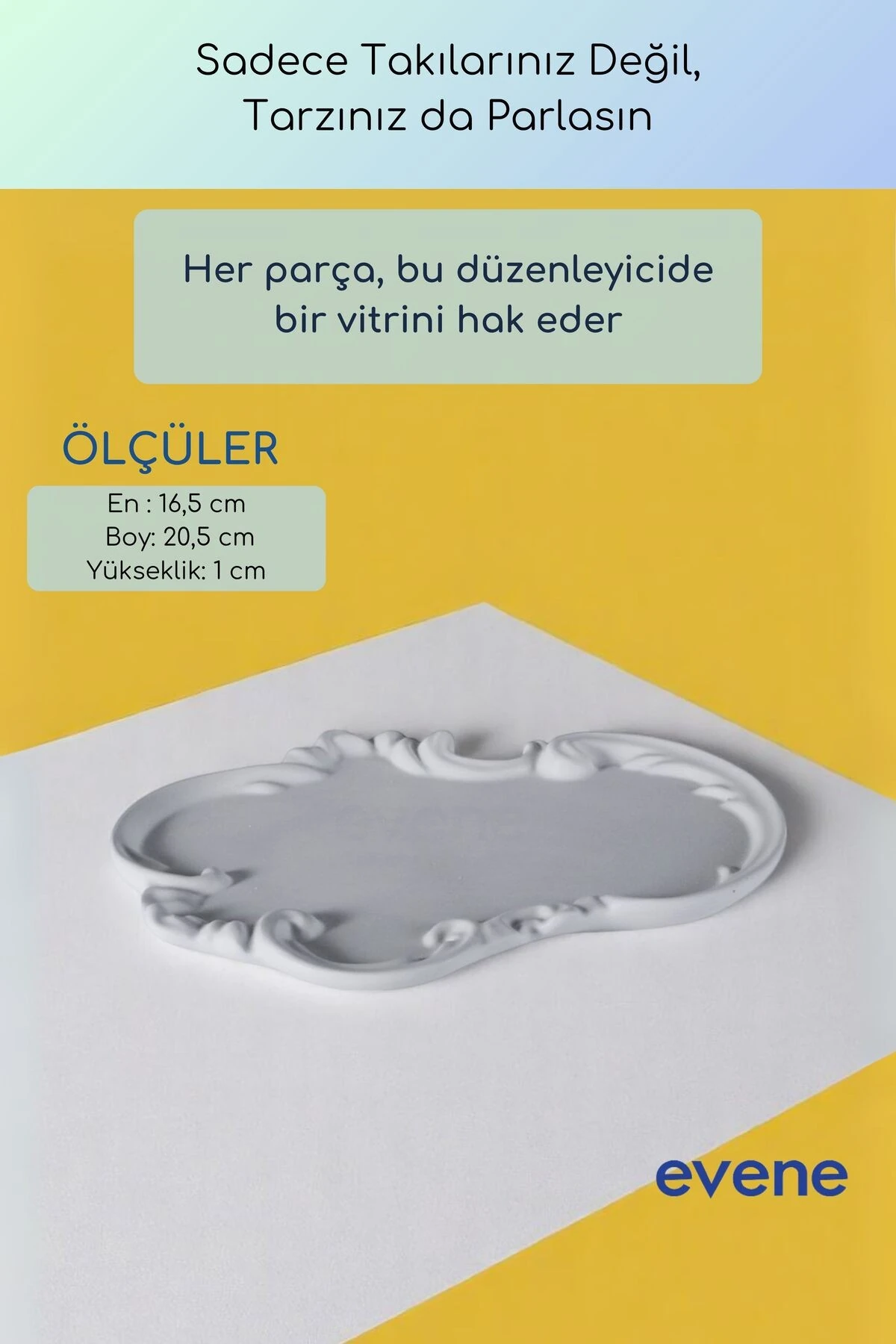 Takı Organizer Makyaj Düzenleyici Kozmetik Organizer Dekoratif Tabak Beyaz Renk Model 31