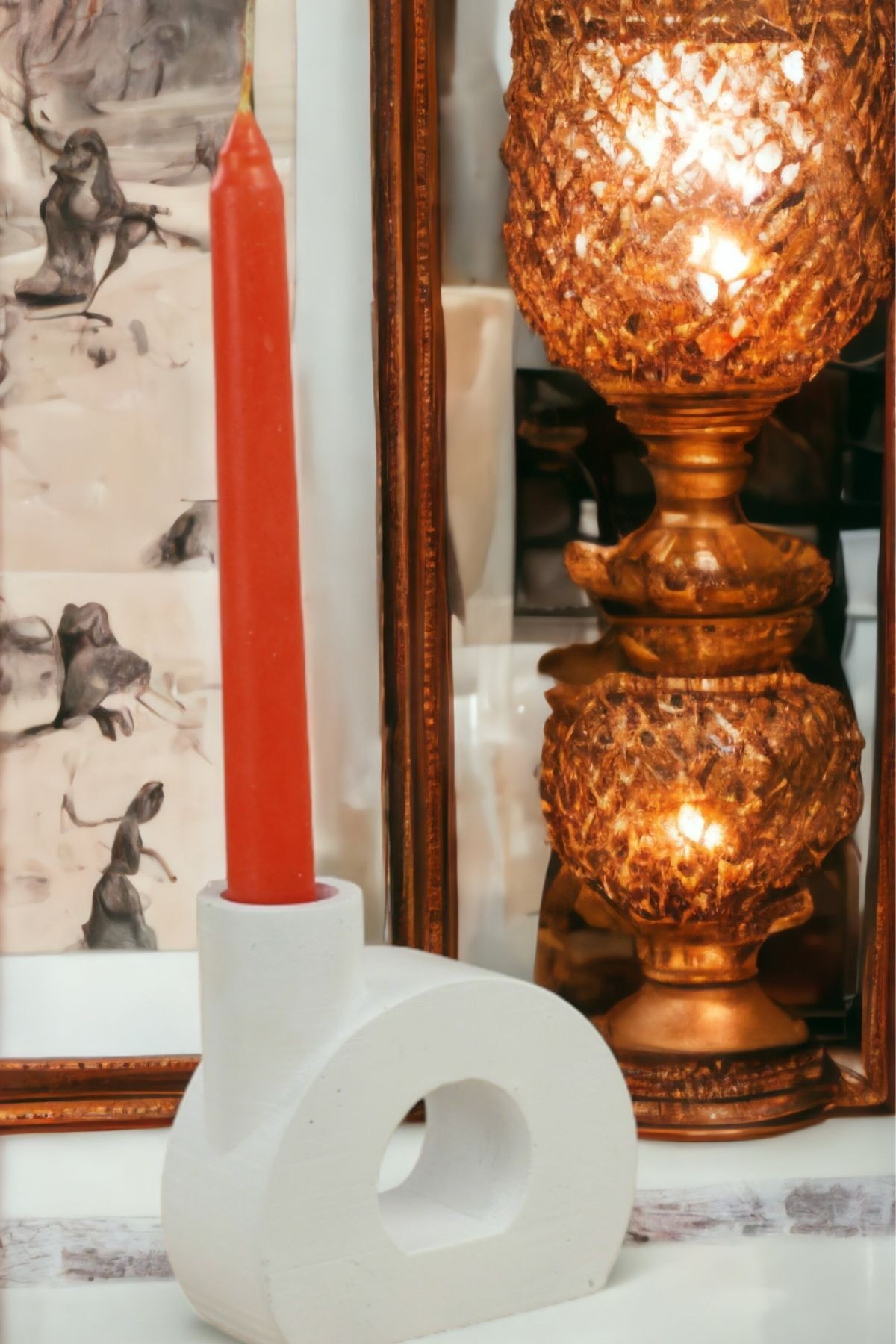 Şamdan Mumluk Dekoratif Mumluk Beyaz Renk Tealight Mumluk Model 9