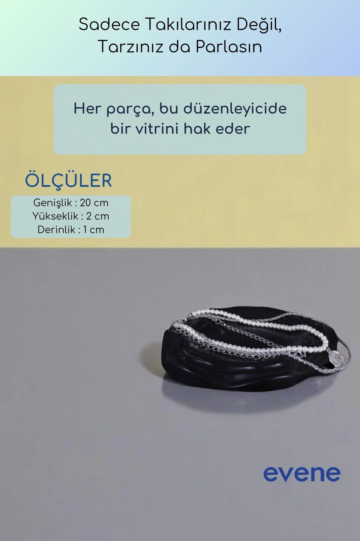 Takı Organizer Makyaj Düzenleyici Kozmetik Organizer Dekoratif Tabak Siyah Renk Model 26