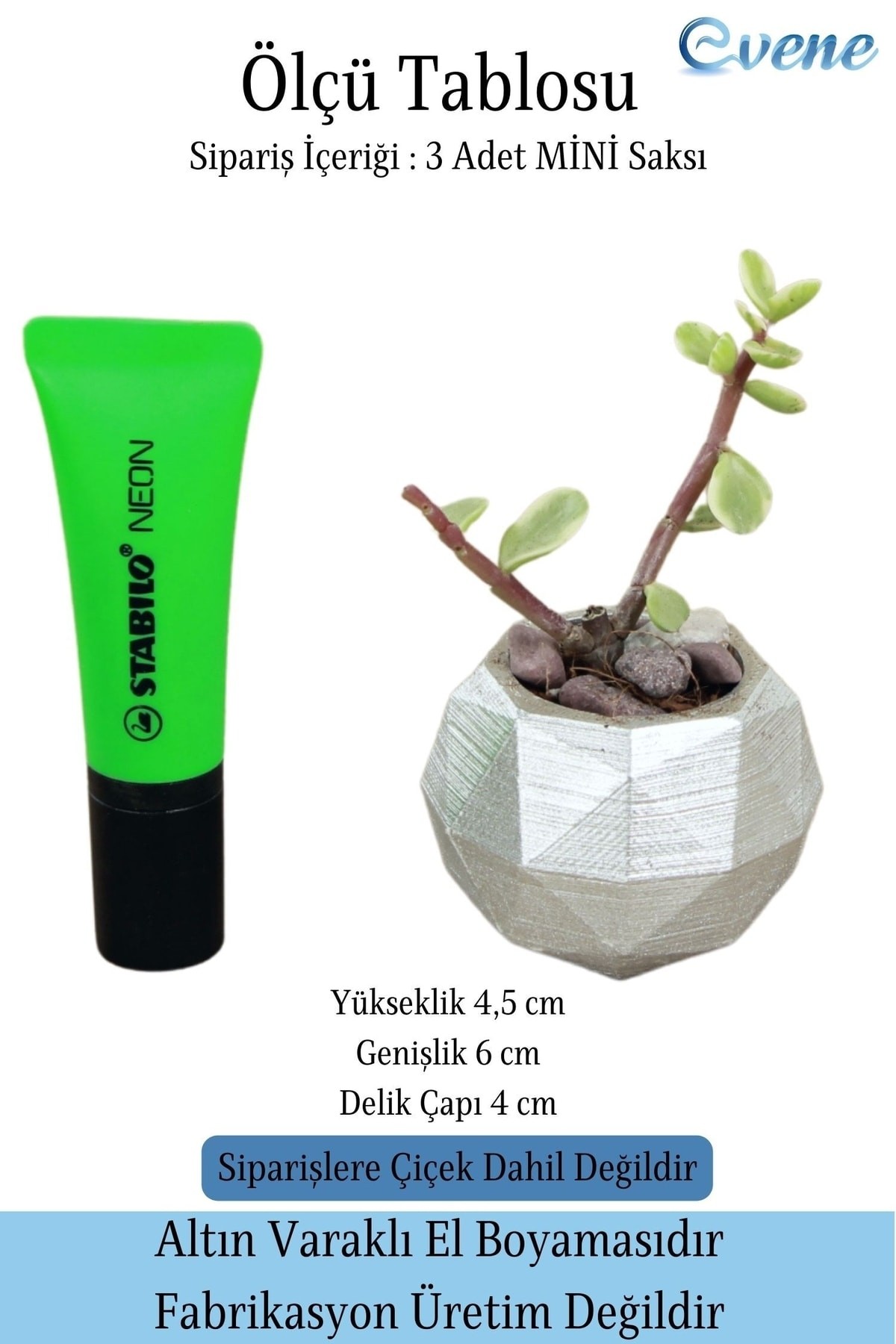 Mini Çiçek Saksı Küçük Sukulent Gümüş Kaktüs Saksısı 3'lü Set Mini Poly Silindir Model