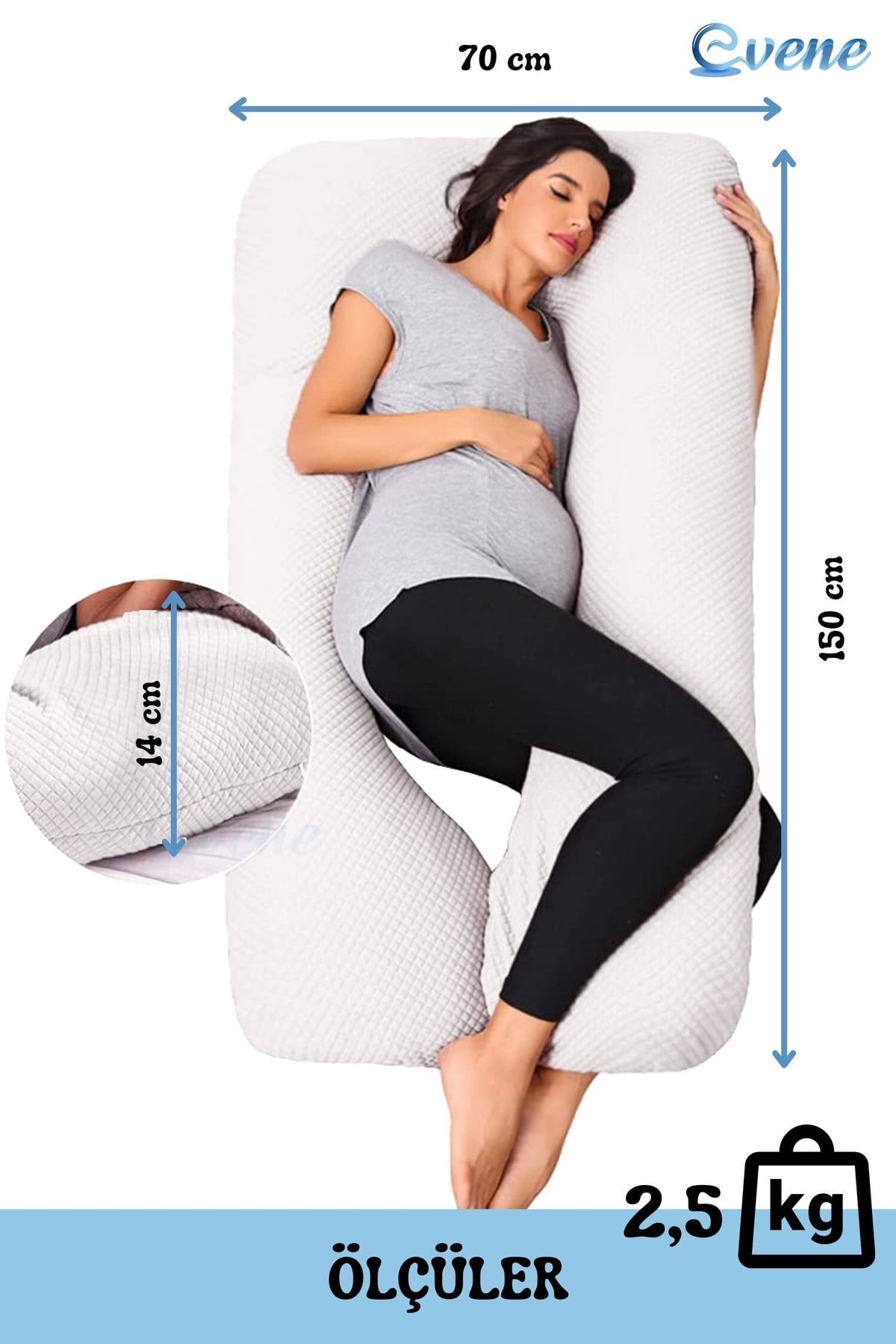 Hamile Yastığı Destekli Uyku Emzirme Minderi Gebelik Minder Ve Hamilelik Yatak 2,5 Kg