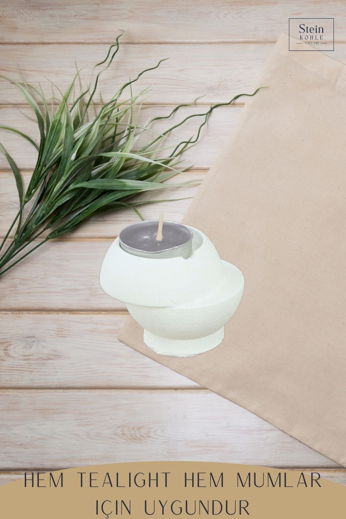 Şamdan Dekoratif Mumluk Beyaz Şamdan Tealight ve Uzun Mum Uyumlu Kesik Model